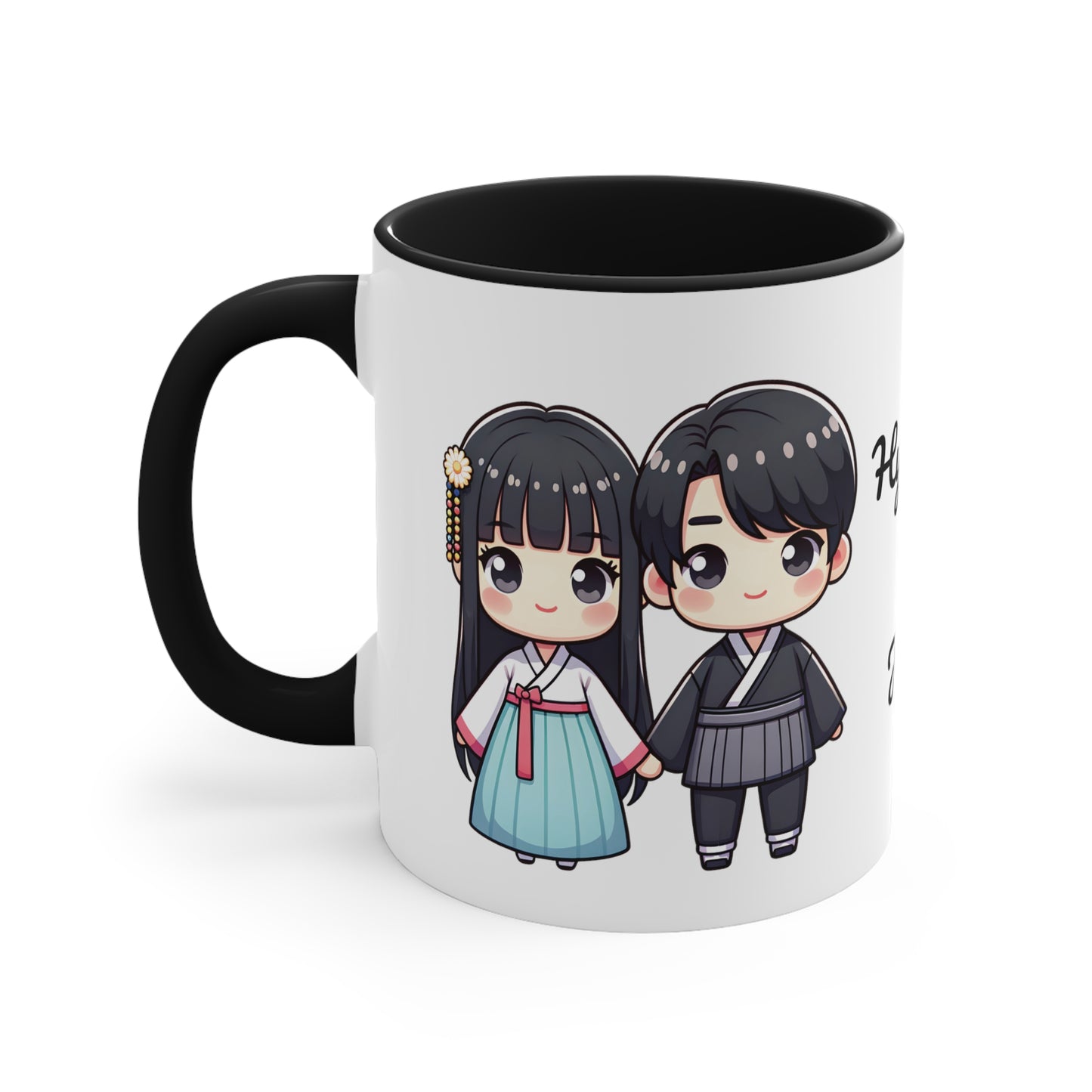 Korean Couple in Korean Clothes Collection 1 Personalized Cute - Custom Accent Coffee Mug, 11oz