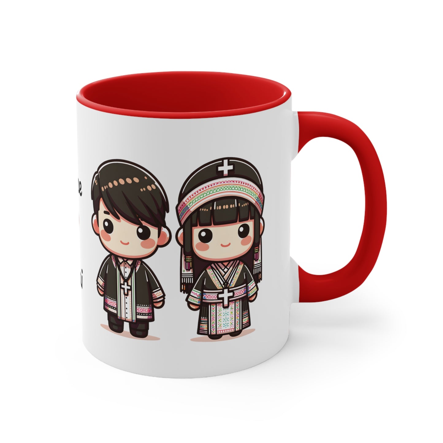 Hmong Christian Couple Colorful Collection 1 Personalized Cute - Custom Accent Coffee Mug, 11oz