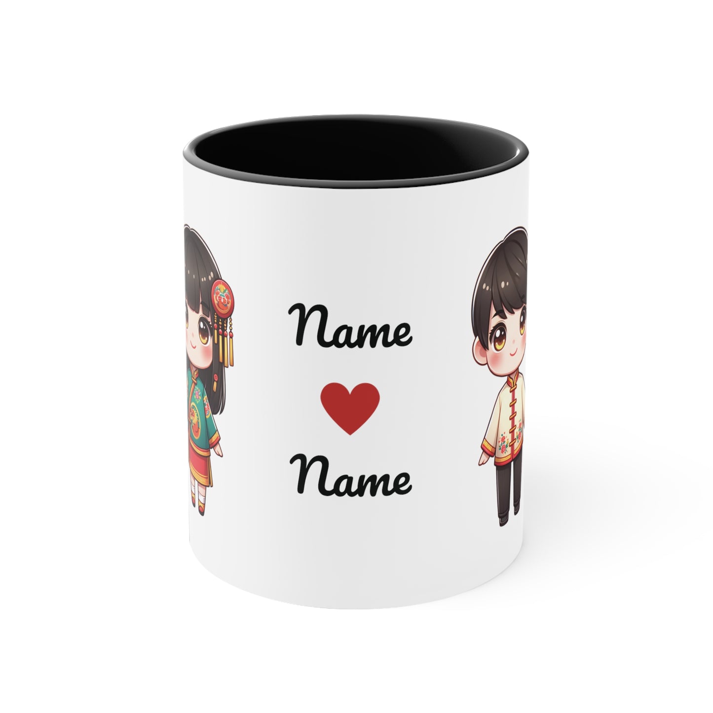 Chinese Couple in Chinese Clothes Collection 14 Personalized Cute - Custom Accent Coffee Mug, 11oz