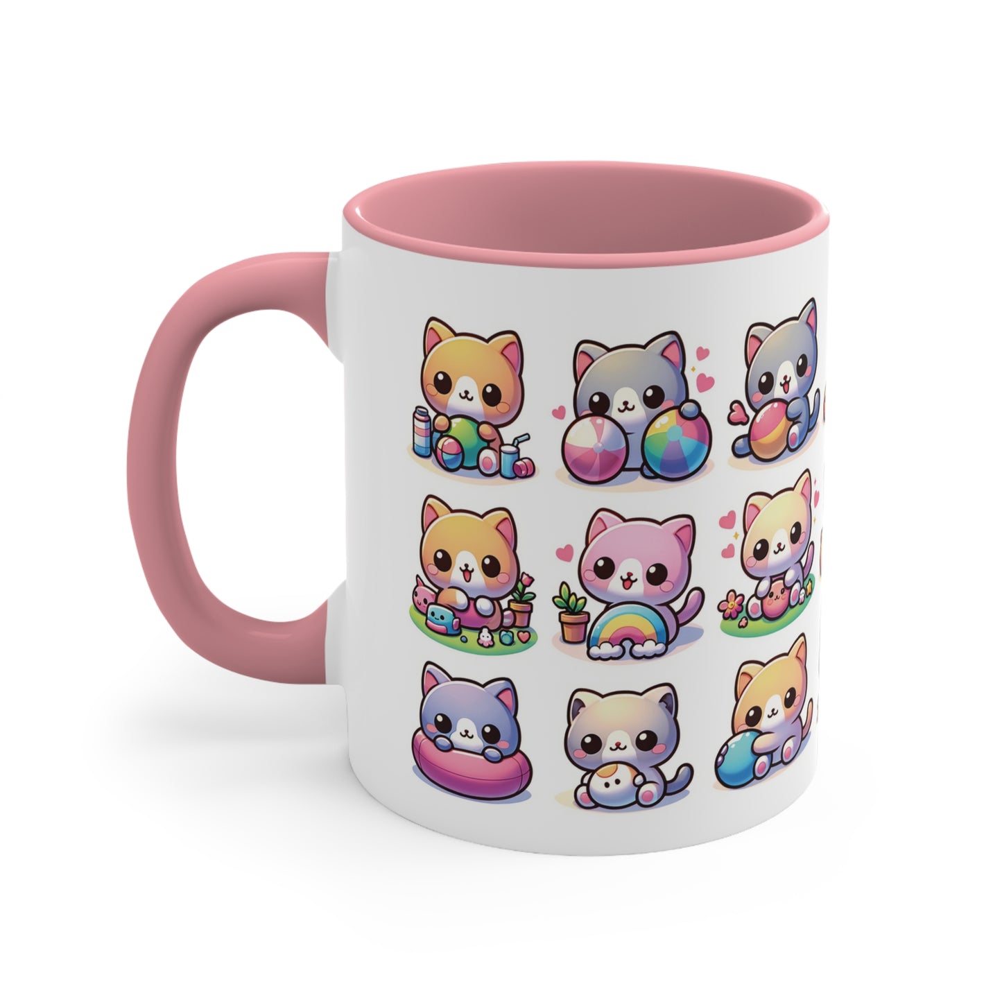 Cute Kitten Cat Colorful Playful Coffee Mug, 11oz