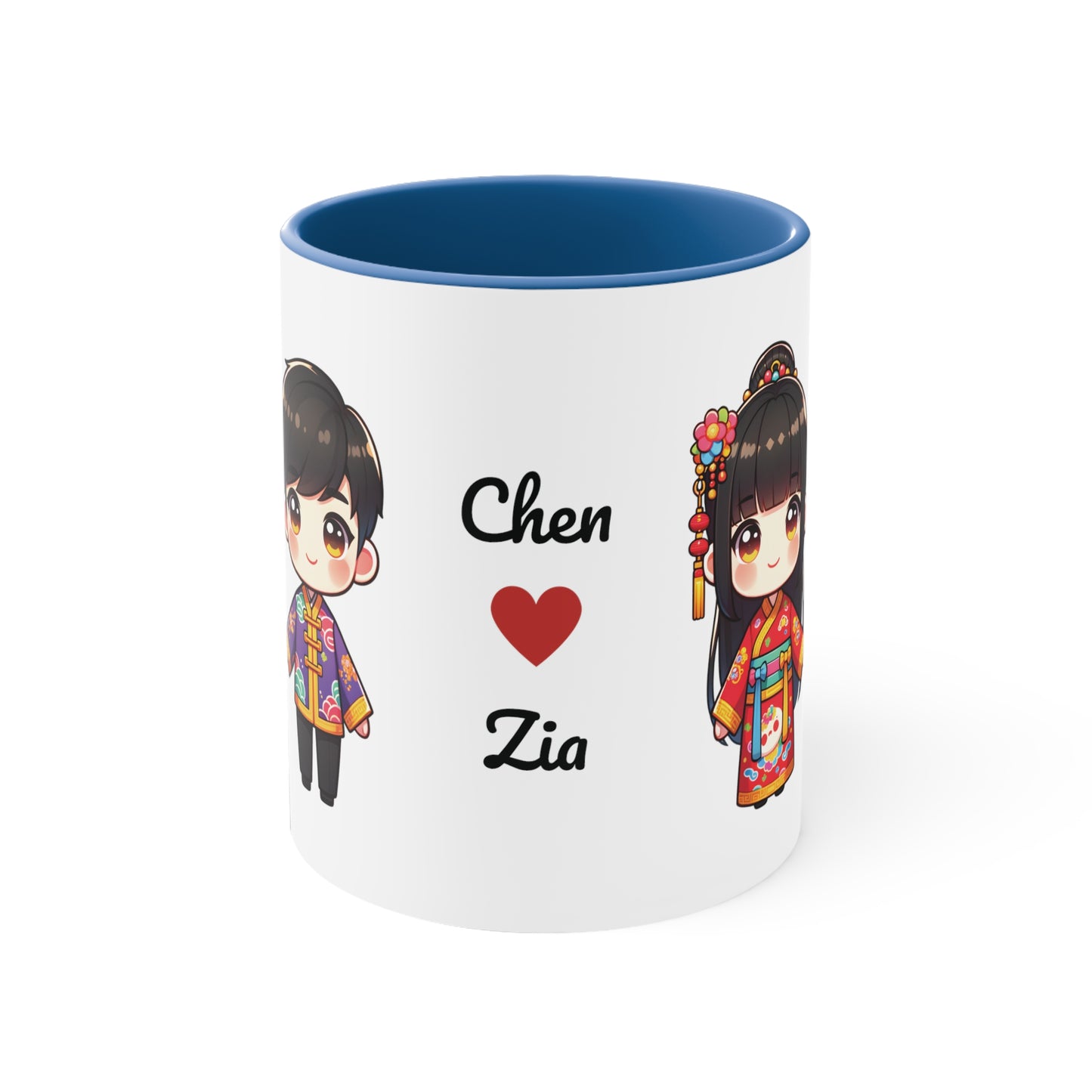 Chinese Couple in Chinese Clothes Collection 1 Personalized Cute - Custom Accent Coffee Mug, 11oz