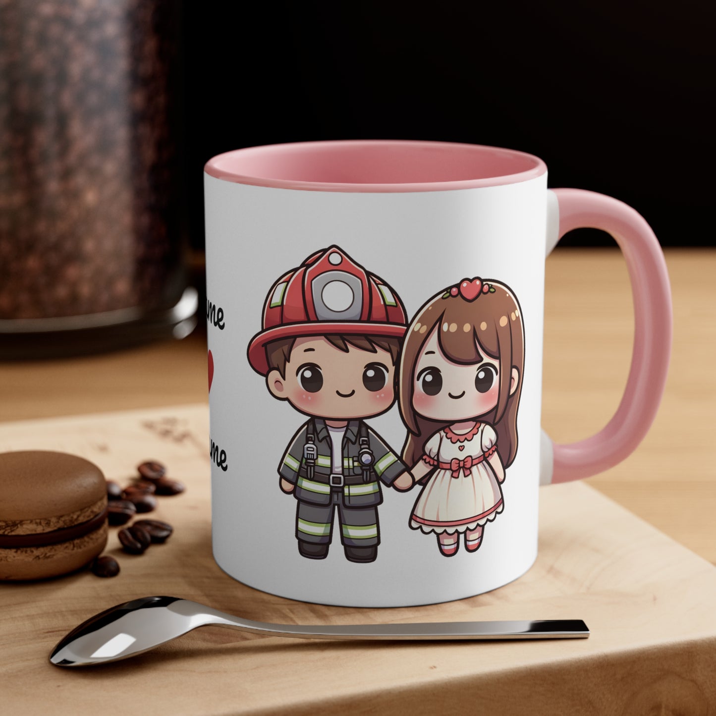 Firefighter Couple Collection 6 Personalized Cute - Custom Accent Coffee Mug, 11oz