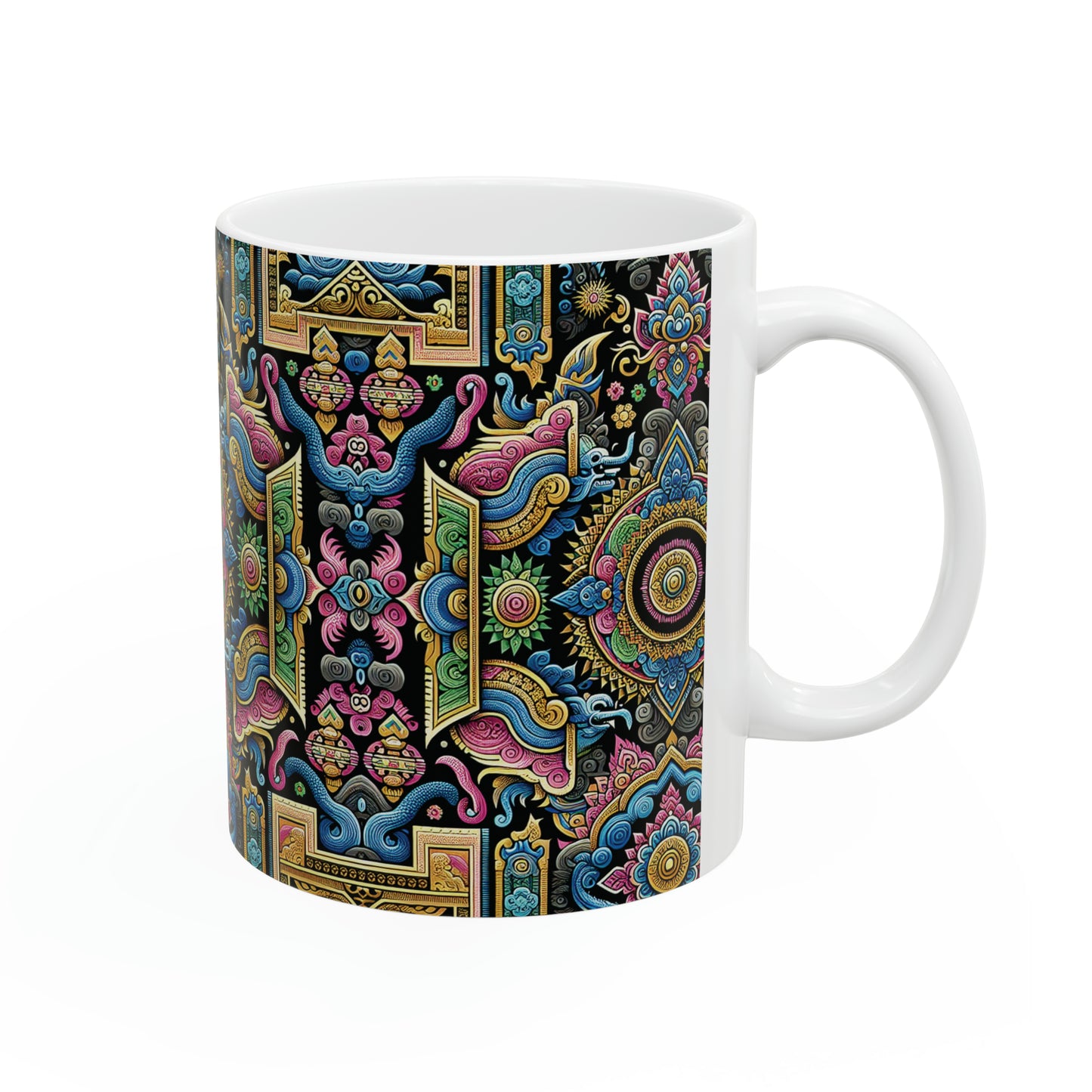 Hmong-Inspired Geometric Ceramic Coffee Mug 8