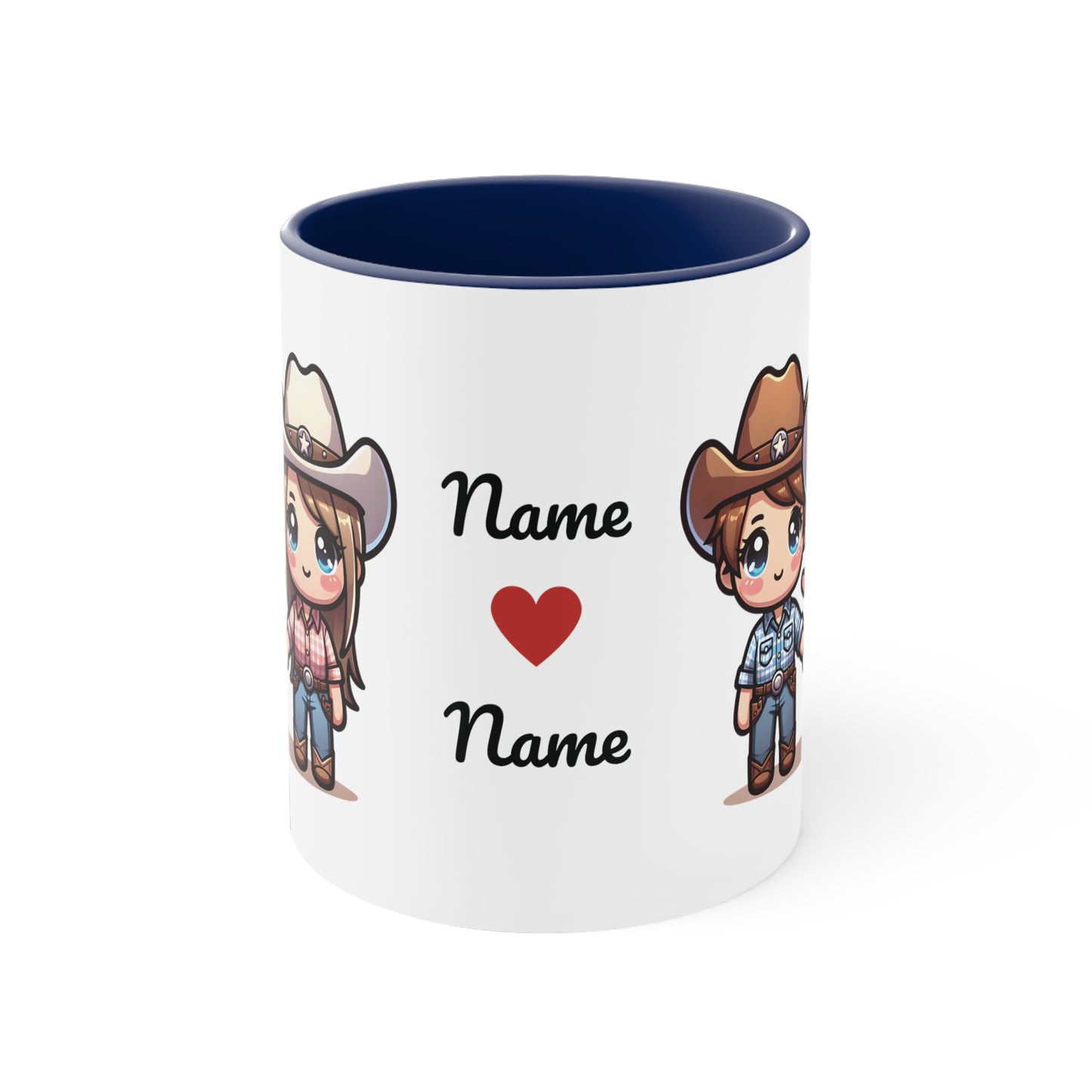 Cowboy Couple Collection 4 Personalized Cute - Custom Accent Coffee Mug, 11oz