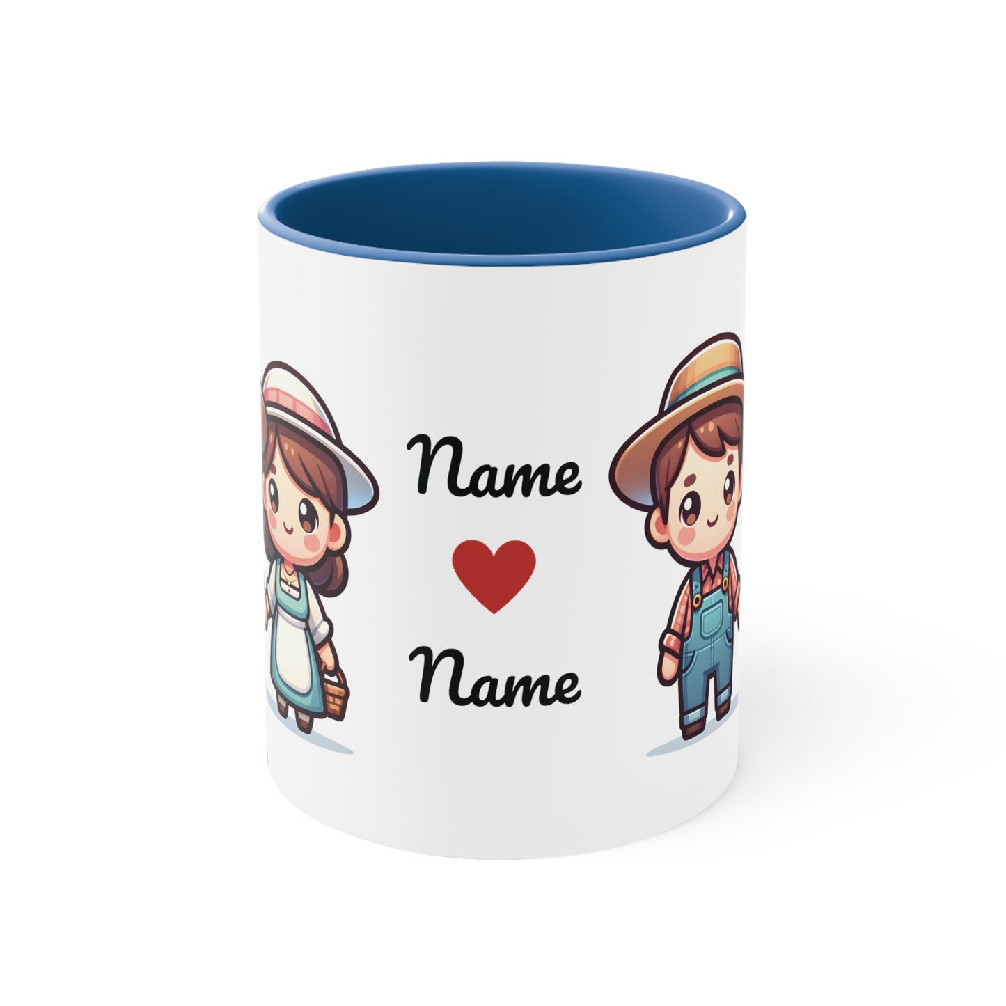 Farmer Couple Collection 4 Personalized Cute - Custom Accent Coffee Mug, 11oz