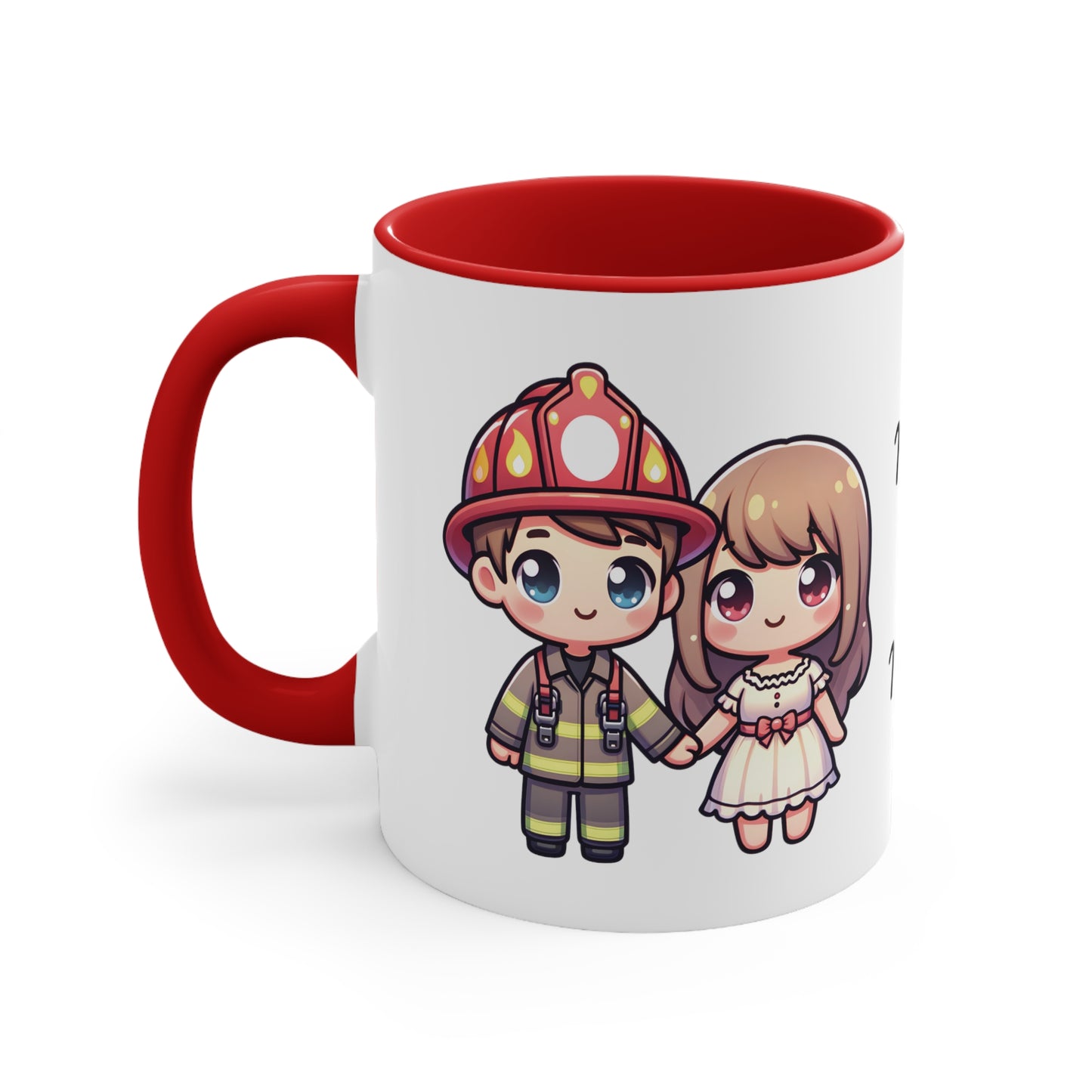 Firefighter Couple Collection 3 Personalized Cute - Custom Accent Coffee Mug, 11oz