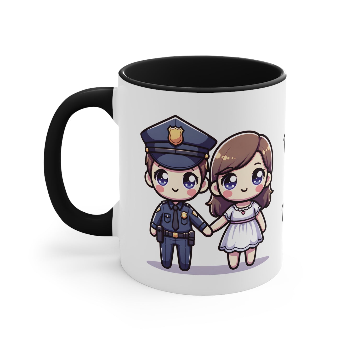 Policeman Couple Collection 2 Personalized Cute - Custom Accent Coffee Mug, 11oz