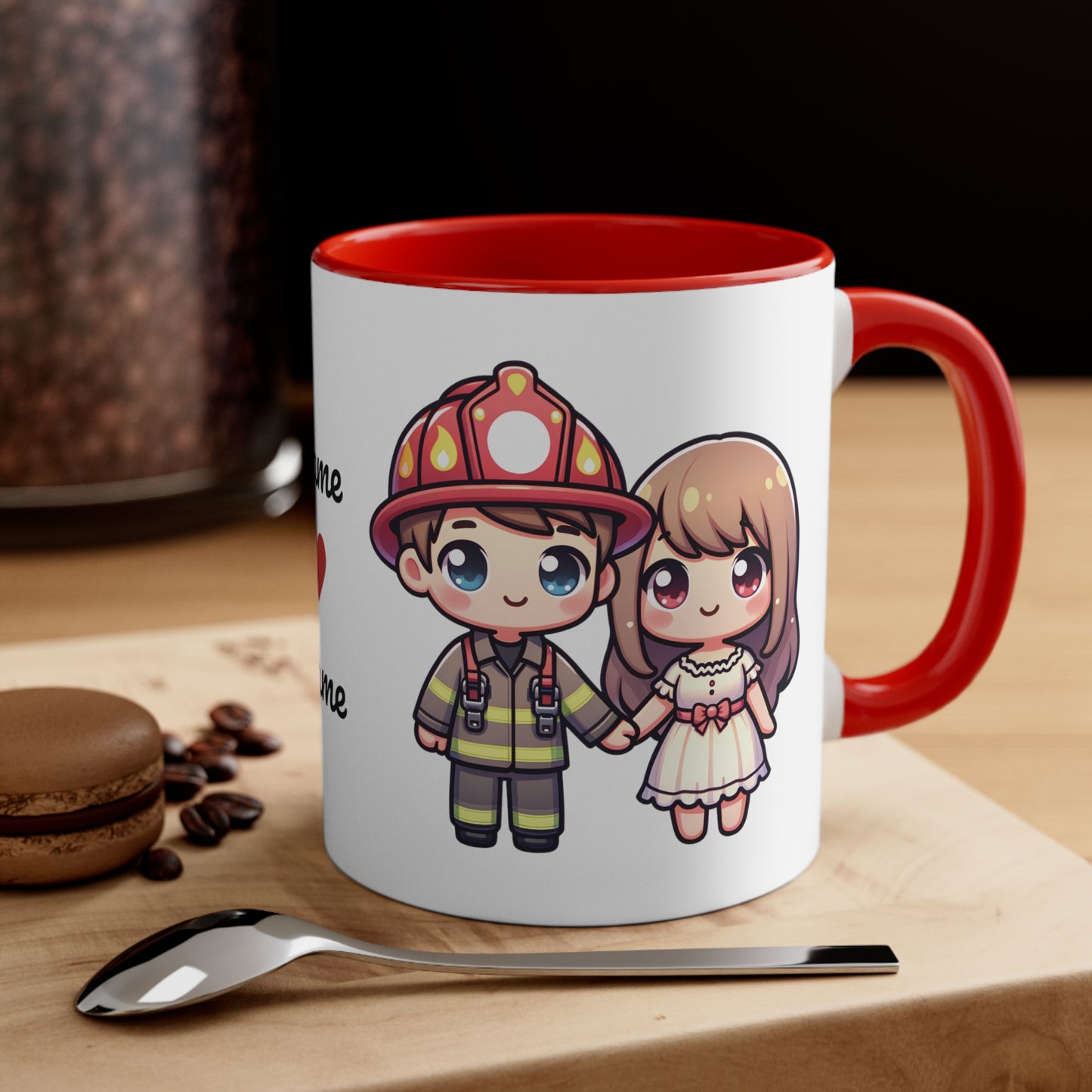 Firefighter Couple Collection 3 Personalized Cute - Custom Accent Coffee Mug, 11oz