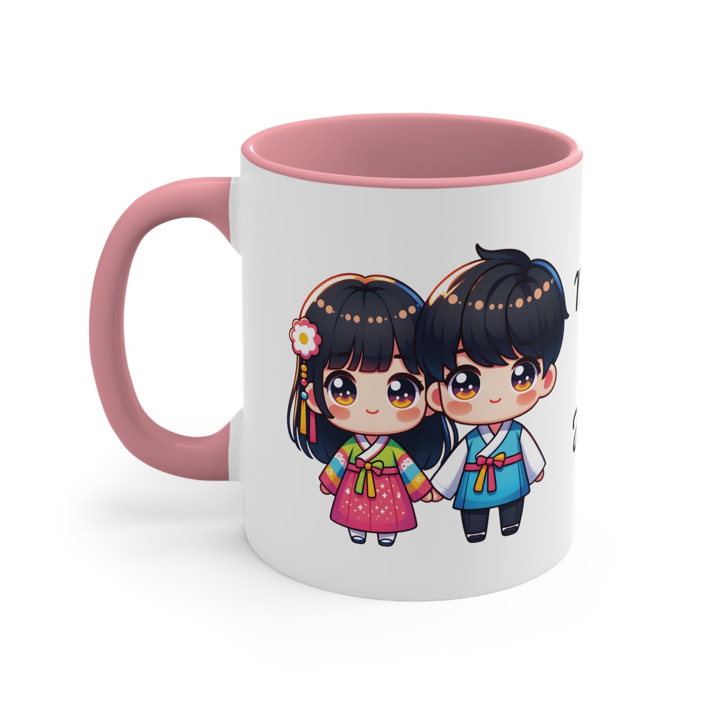 Korean Couple in Korean Clothes Collection 2 Personalized Cute - Custom Accent Coffee Mug, 11oz