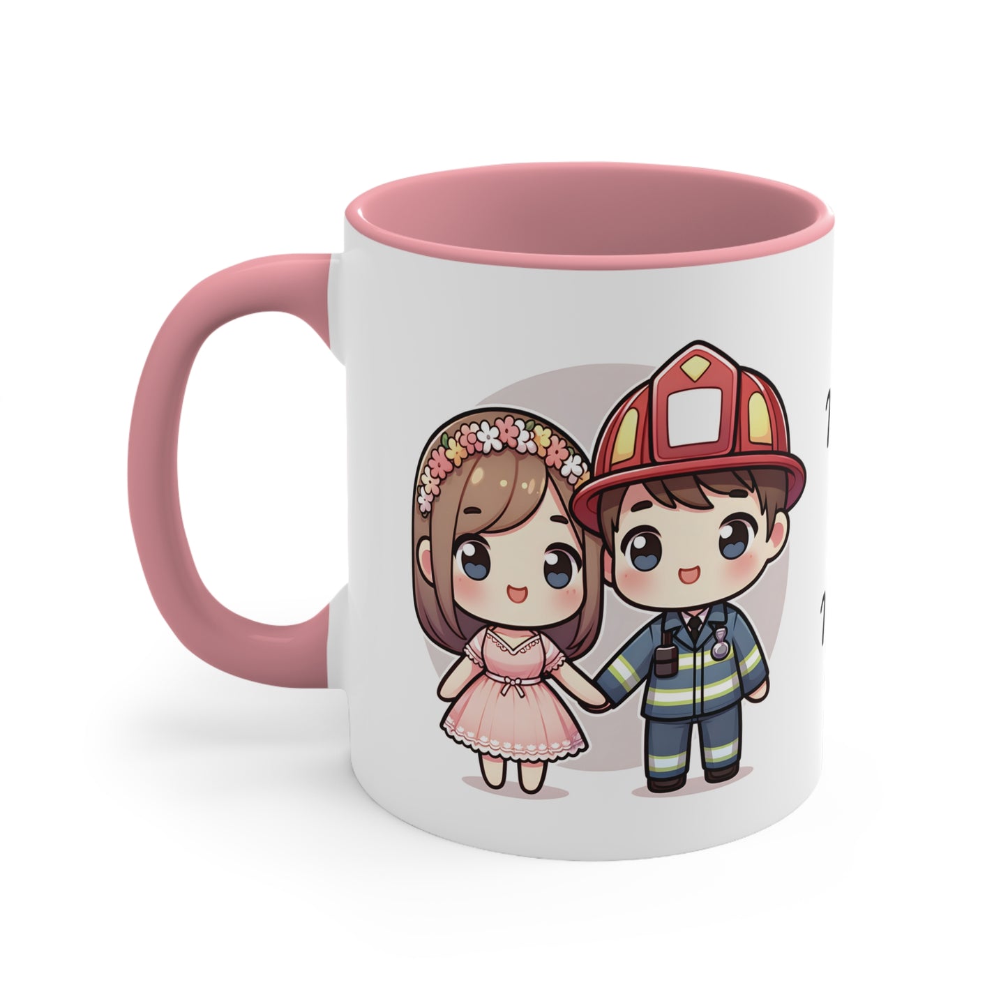 Firefighter Couple Collection 1 Personalized Cute - Custom Accent Coffee Mug, 11oz