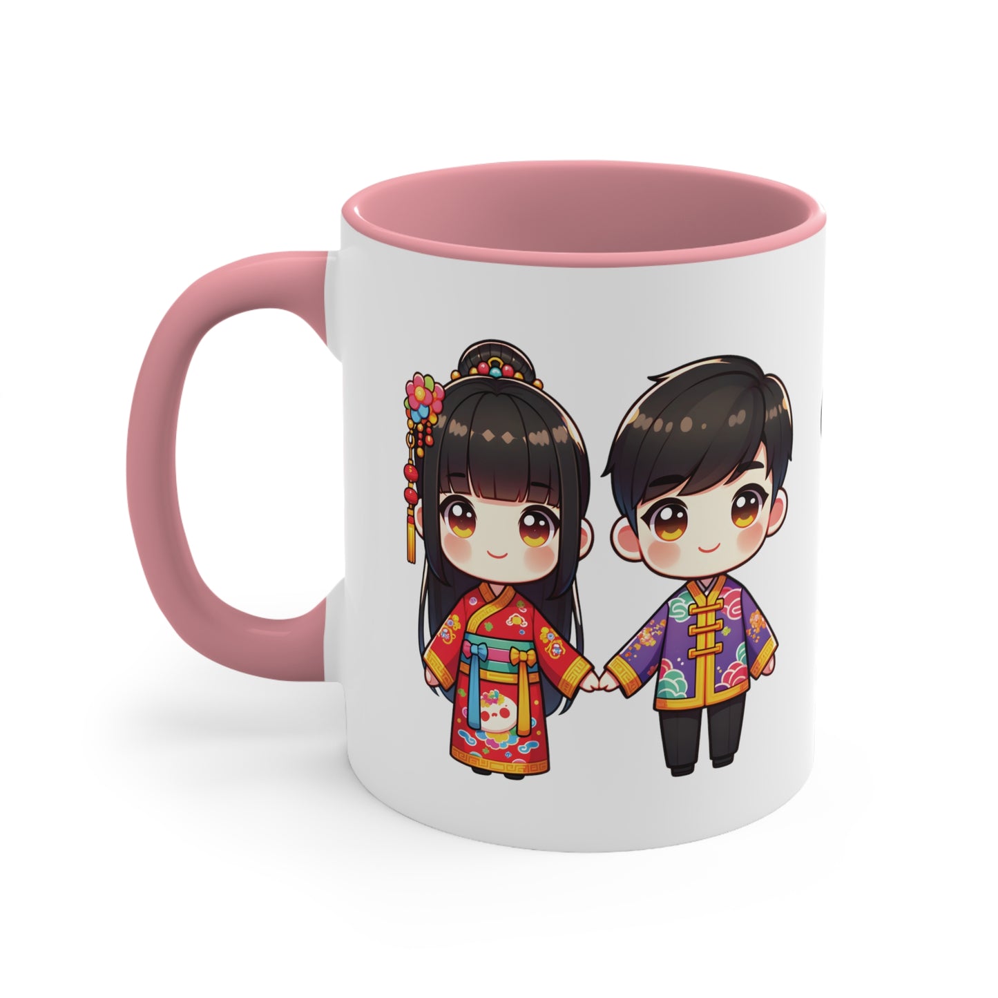 Chinese Couple in Chinese Clothes Collection 1 Personalized Cute - Custom Accent Coffee Mug, 11oz