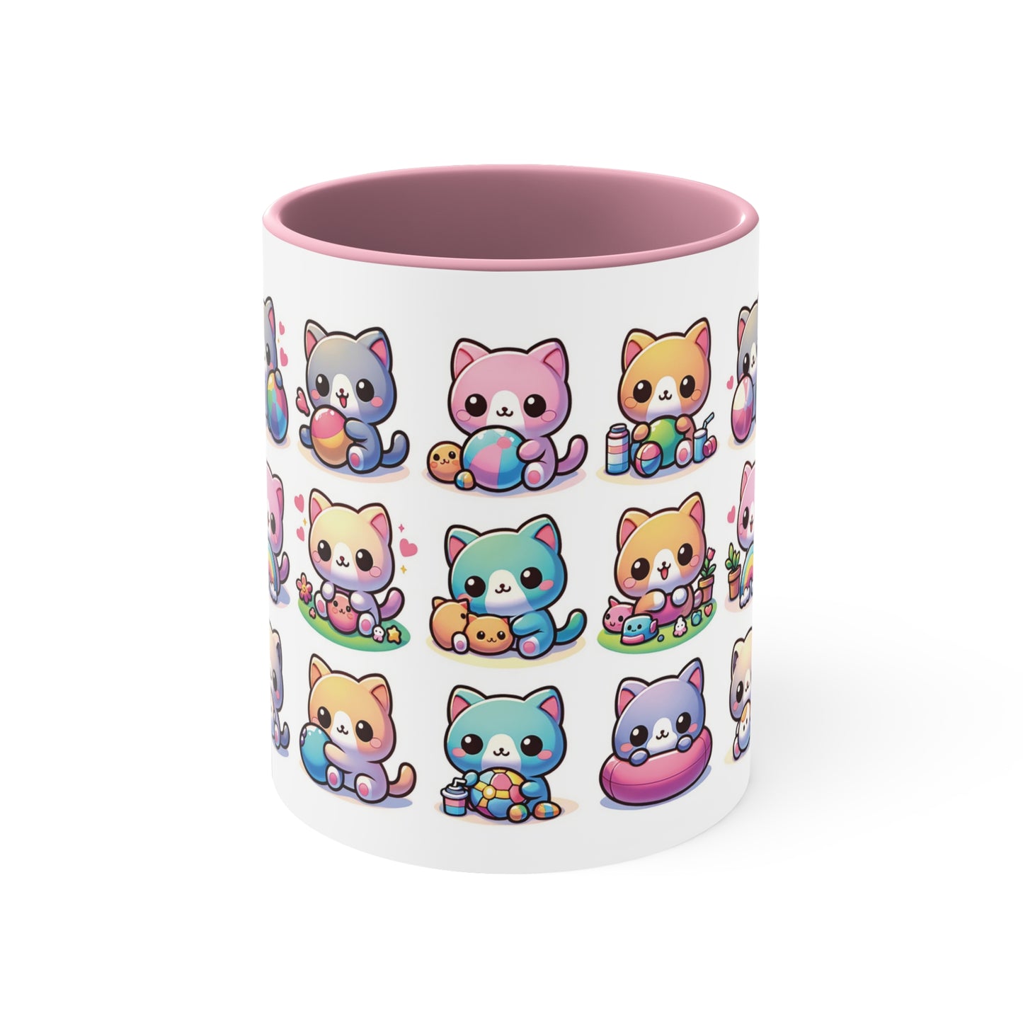 Cute Kitten Cat Colorful Playful Coffee Mug, 11oz