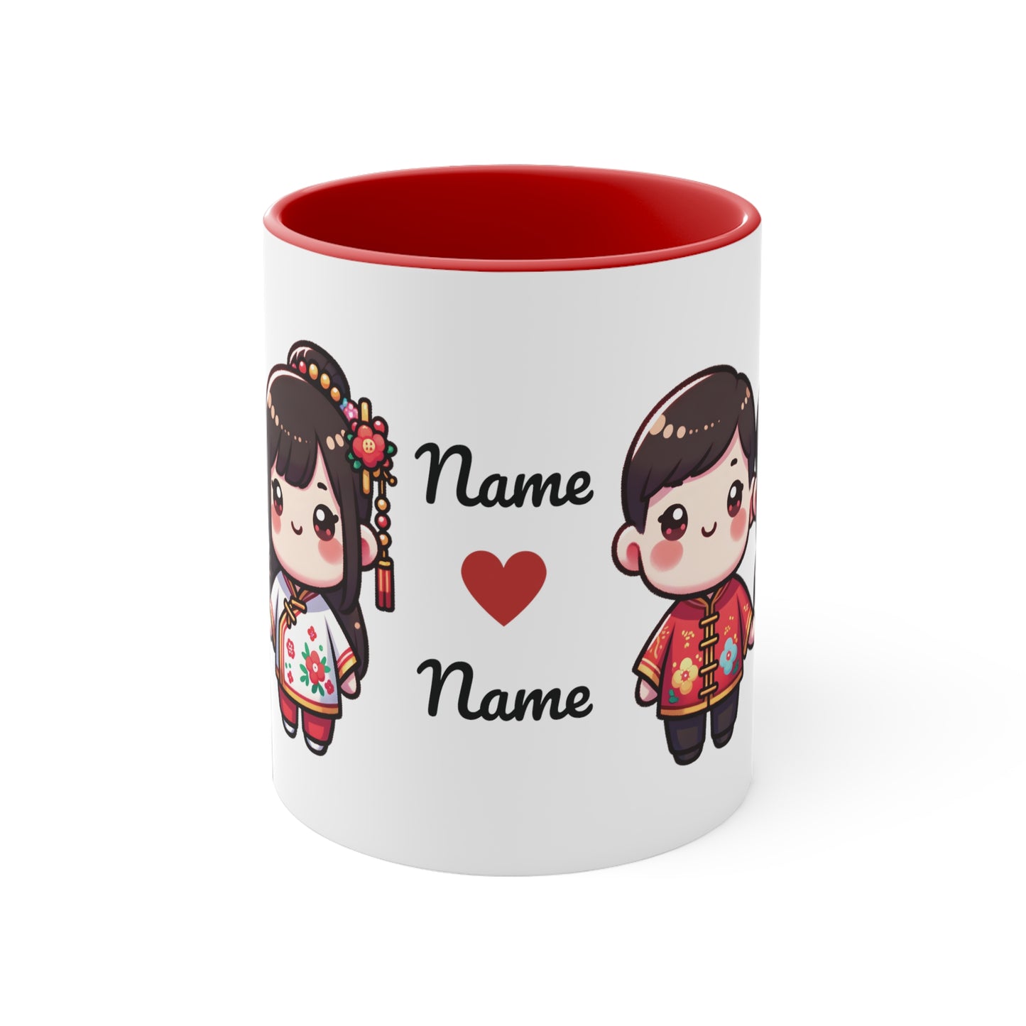 Chinese Couple in Chinese Clothes Collection 9 Personalized Cute - Custom Accent Coffee Mug, 11oz