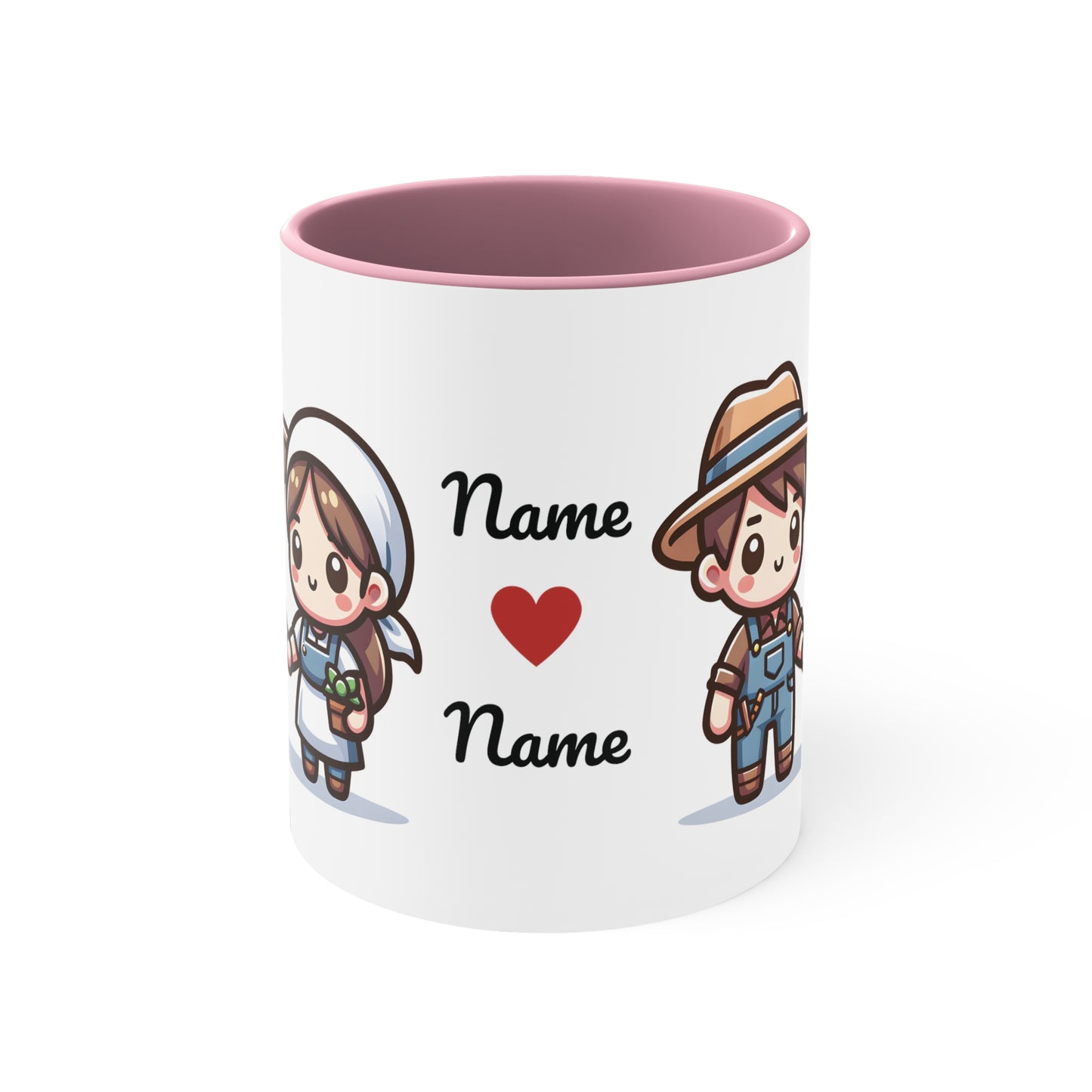 Farmer Couple Collection 5 Personalized Cute - Custom Accent Coffee Mug, 11oz