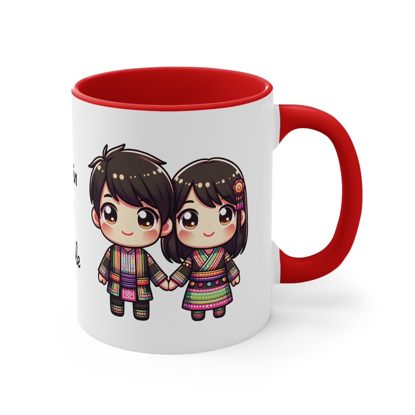 Hmong Couple Colorful Collection 4 Personalized Cute - Custom Accent Coffee Mug, 11oz