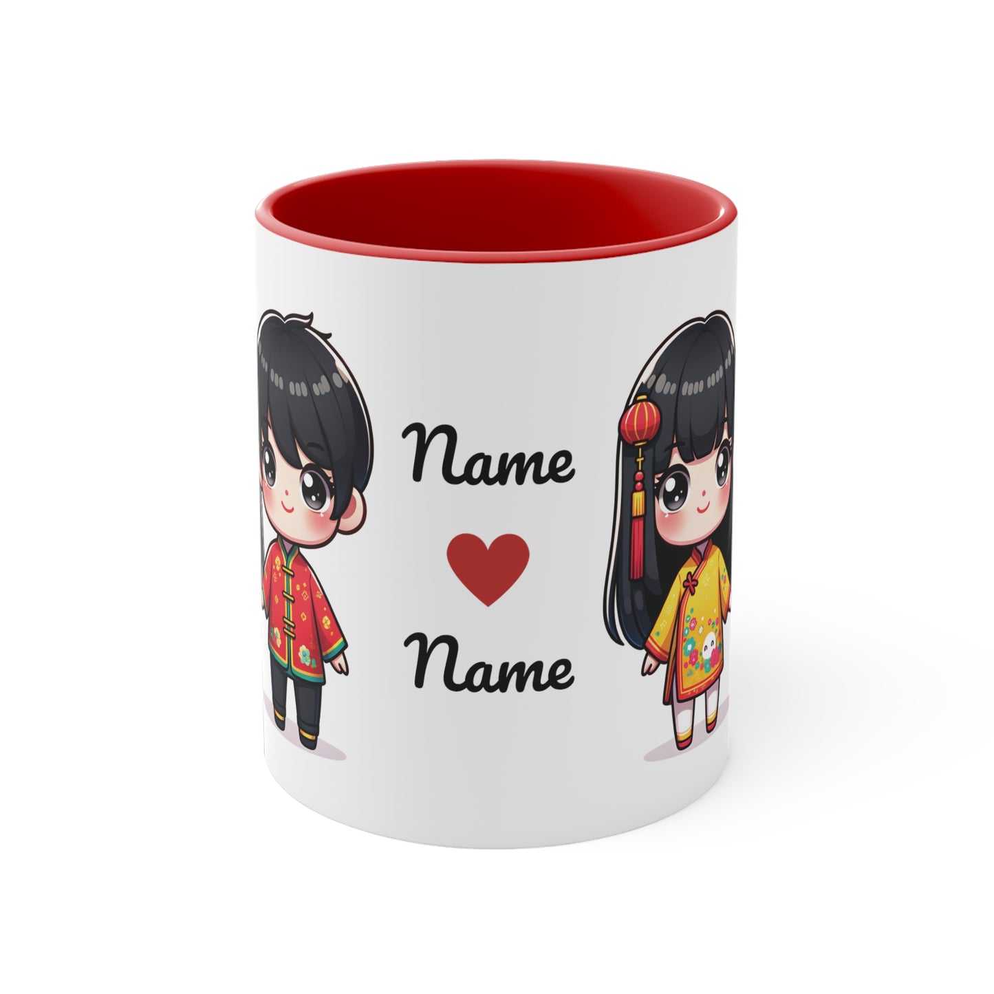 Chinese Couple in Chinese Clothes Collection 2 Personalized Cute - Custom Accent Coffee Mug, 11oz