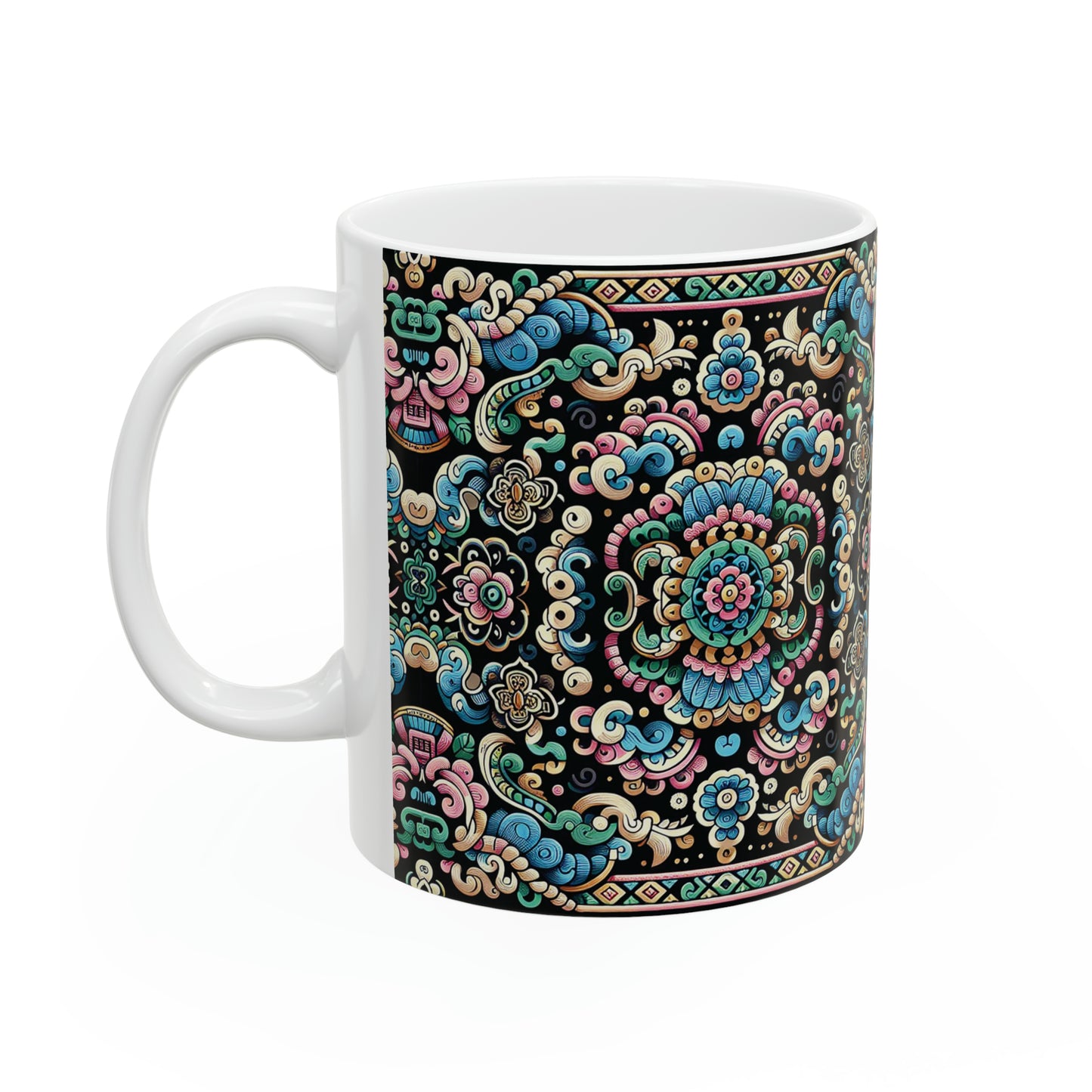 Hmong-Inspired Geometric Ceramic Coffee Mug 10