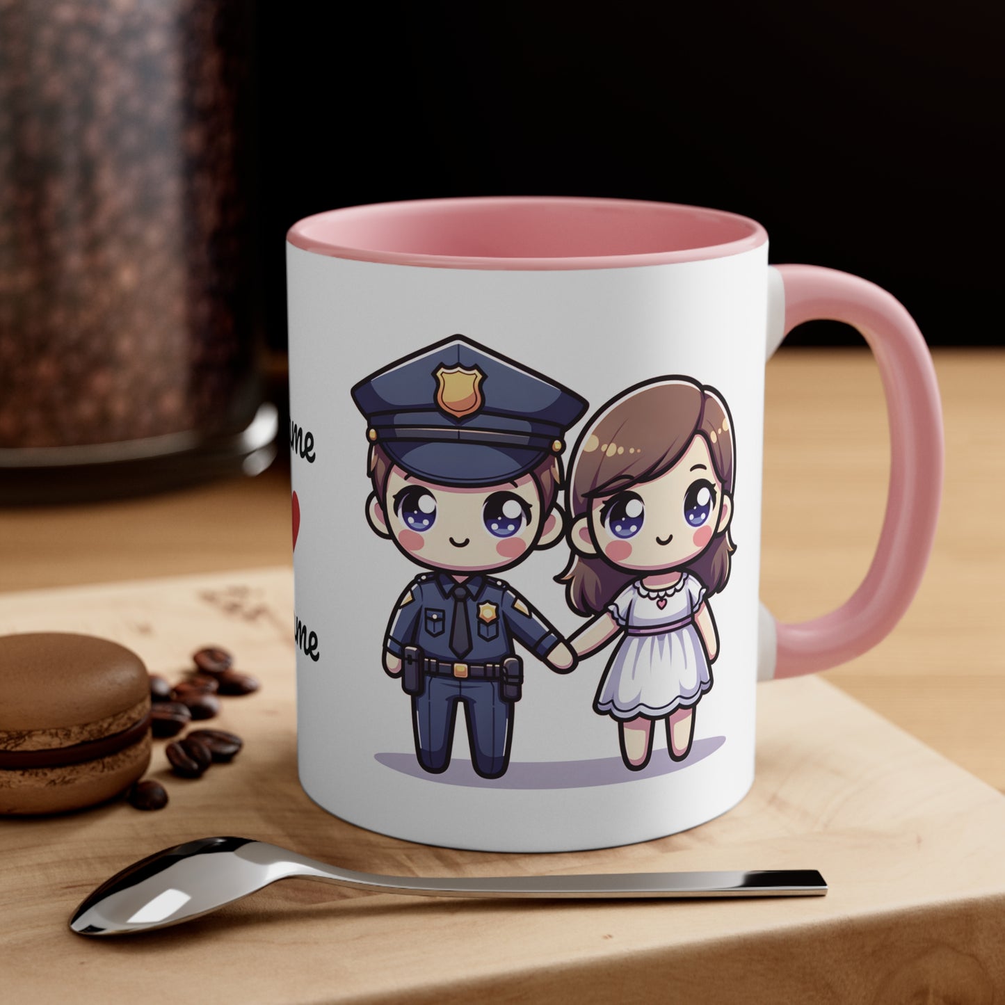 Policeman Couple Collection 2 Personalized Cute - Custom Accent Coffee Mug, 11oz