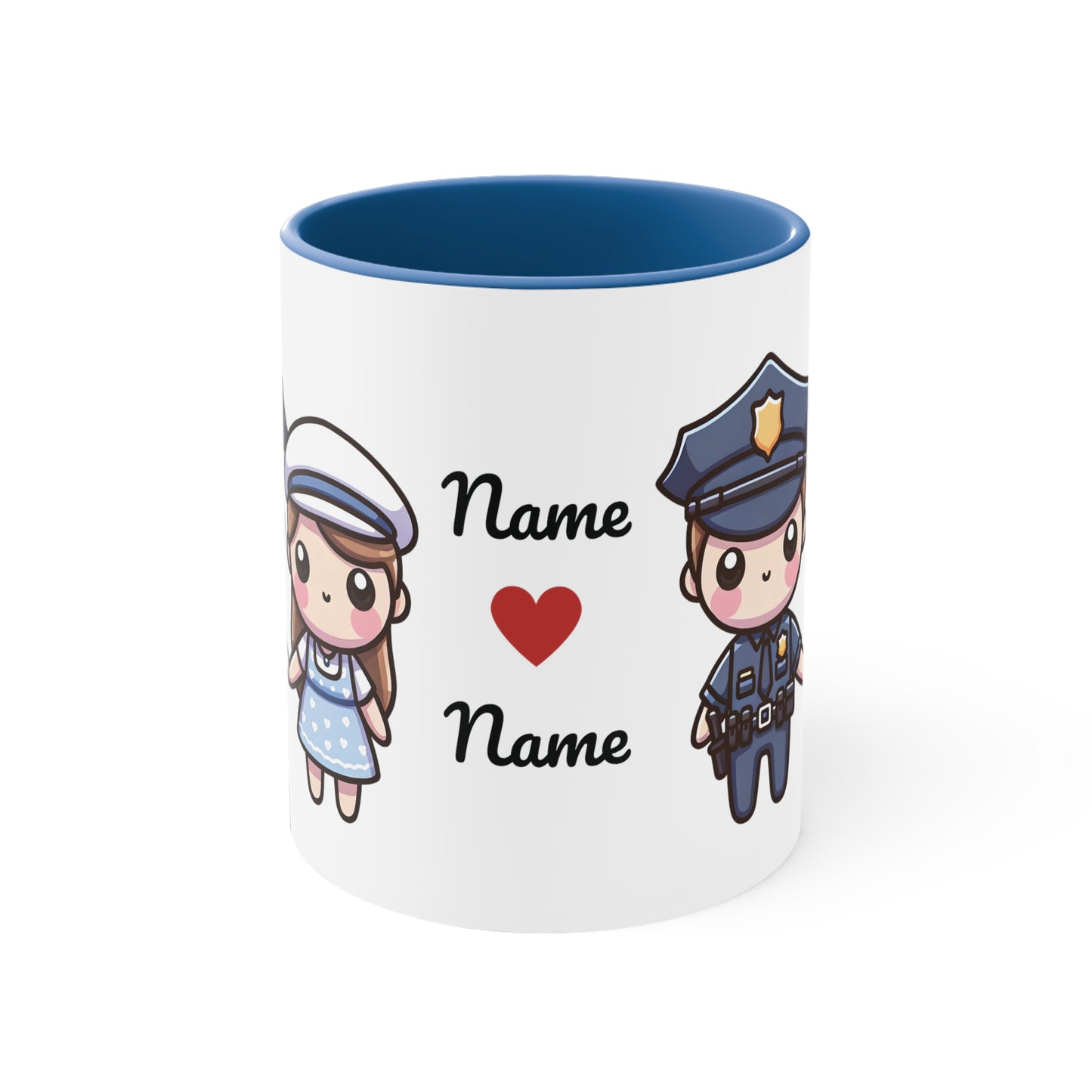 Policeman Couple Collection 3 Personalized Cute - Custom Accent Coffee Mug, 11oz