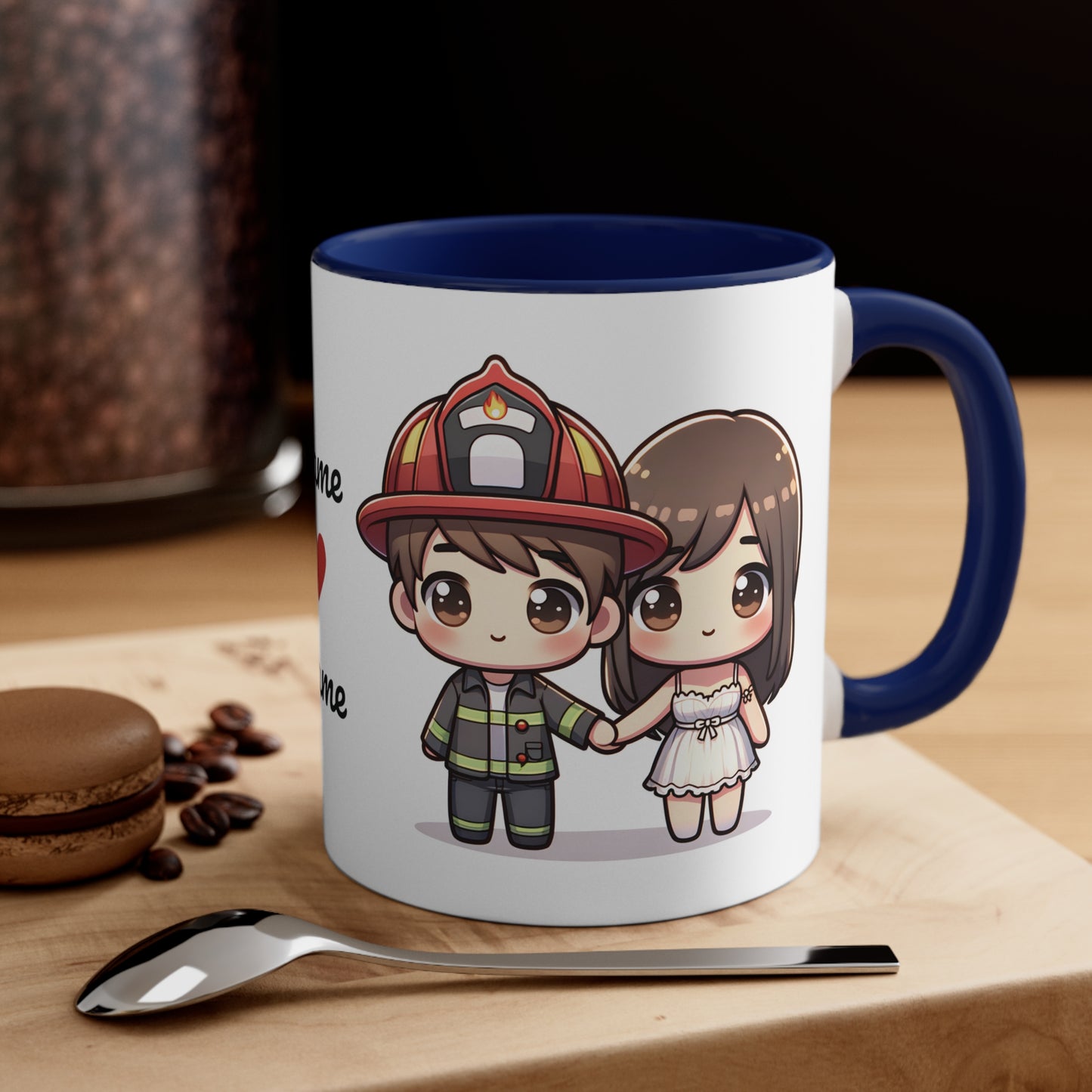 Firefighter Couple Collection 4 Personalized Cute - Custom Accent Coffee Mug, 11oz