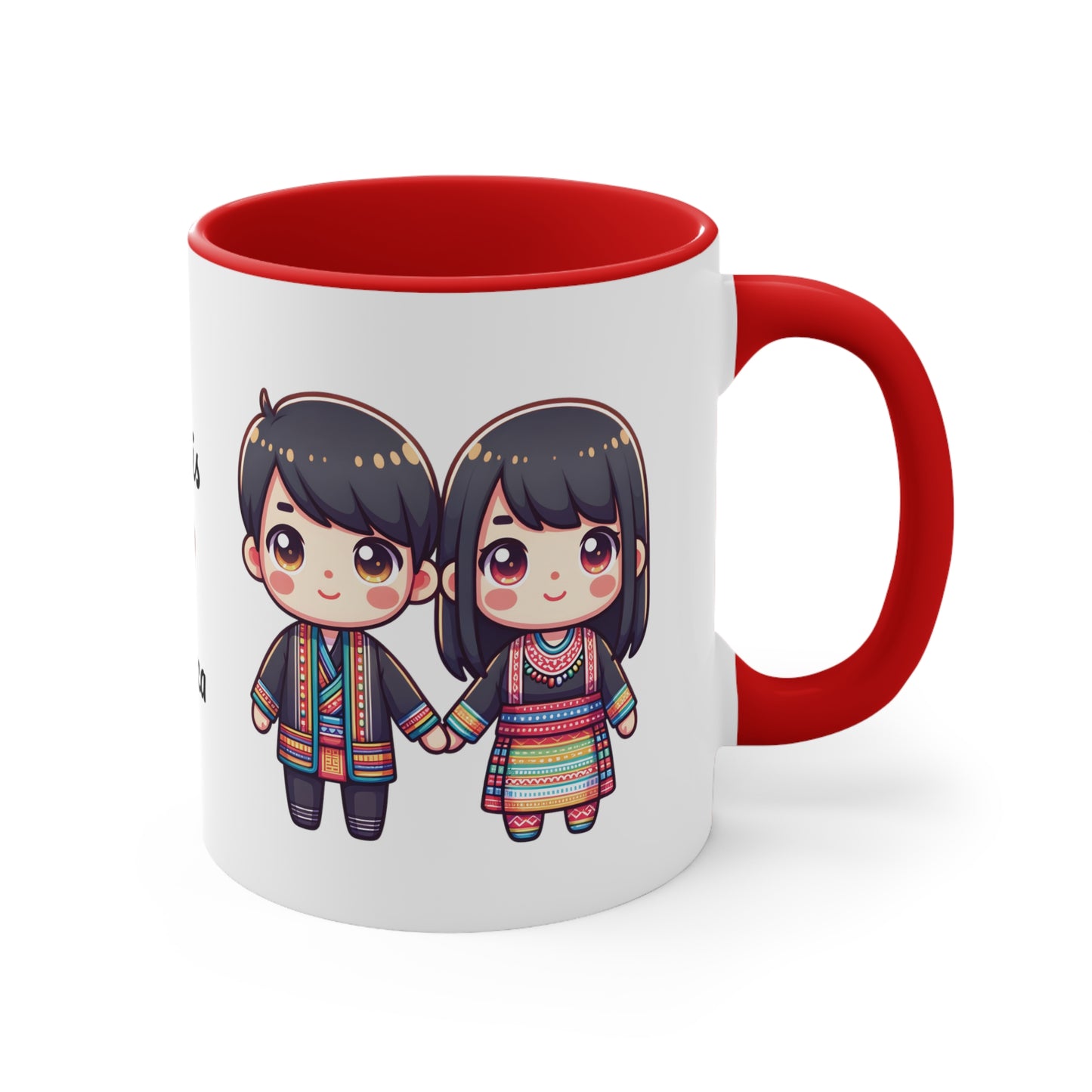 Hmong Couple Colorful Collection 2 Personalized Cute - Custom Accent Coffee Mug, 11oz