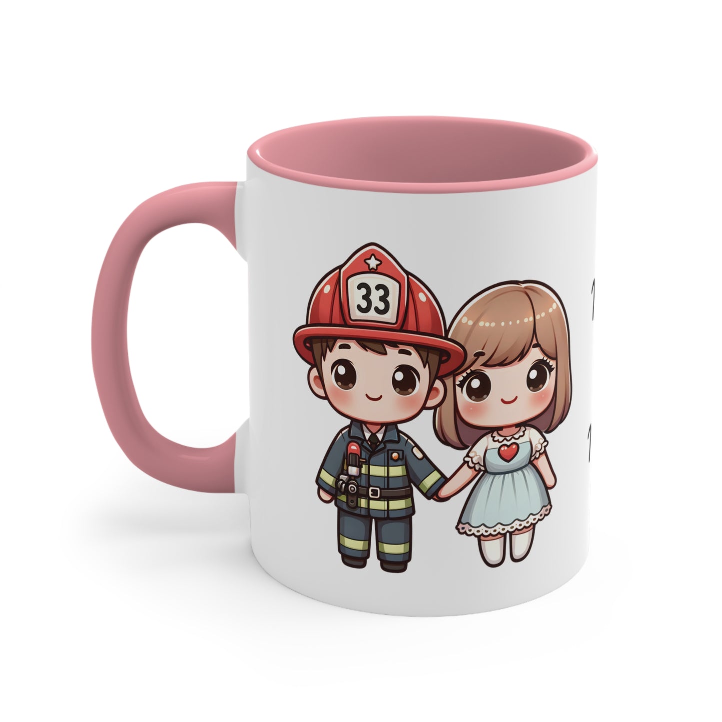 Firefighter Couple Collection 2 Personalized Cute - Custom Accent Coffee Mug, 11oz