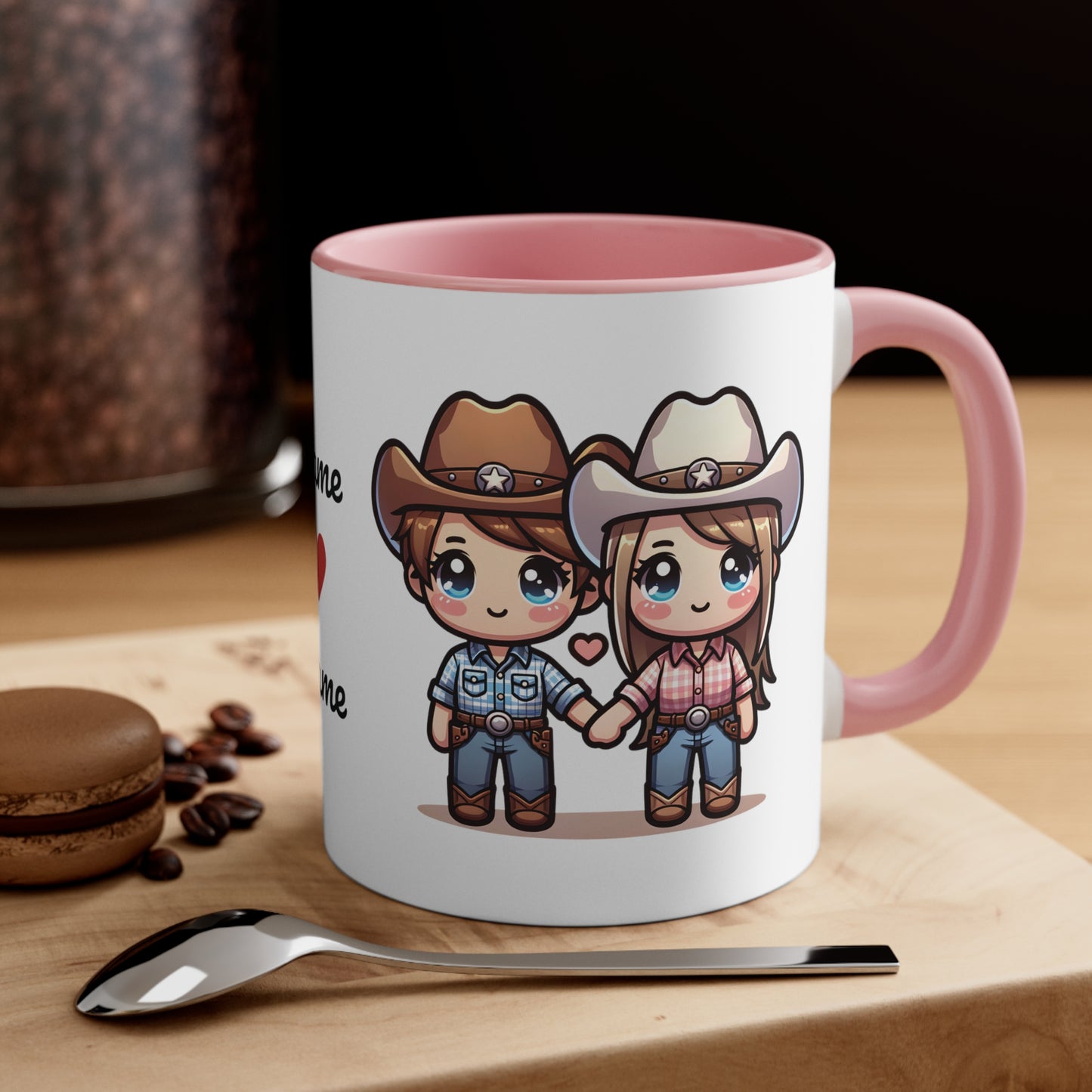 Cowboy Couple Collection 4 Personalized Cute - Custom Accent Coffee Mug, 11oz