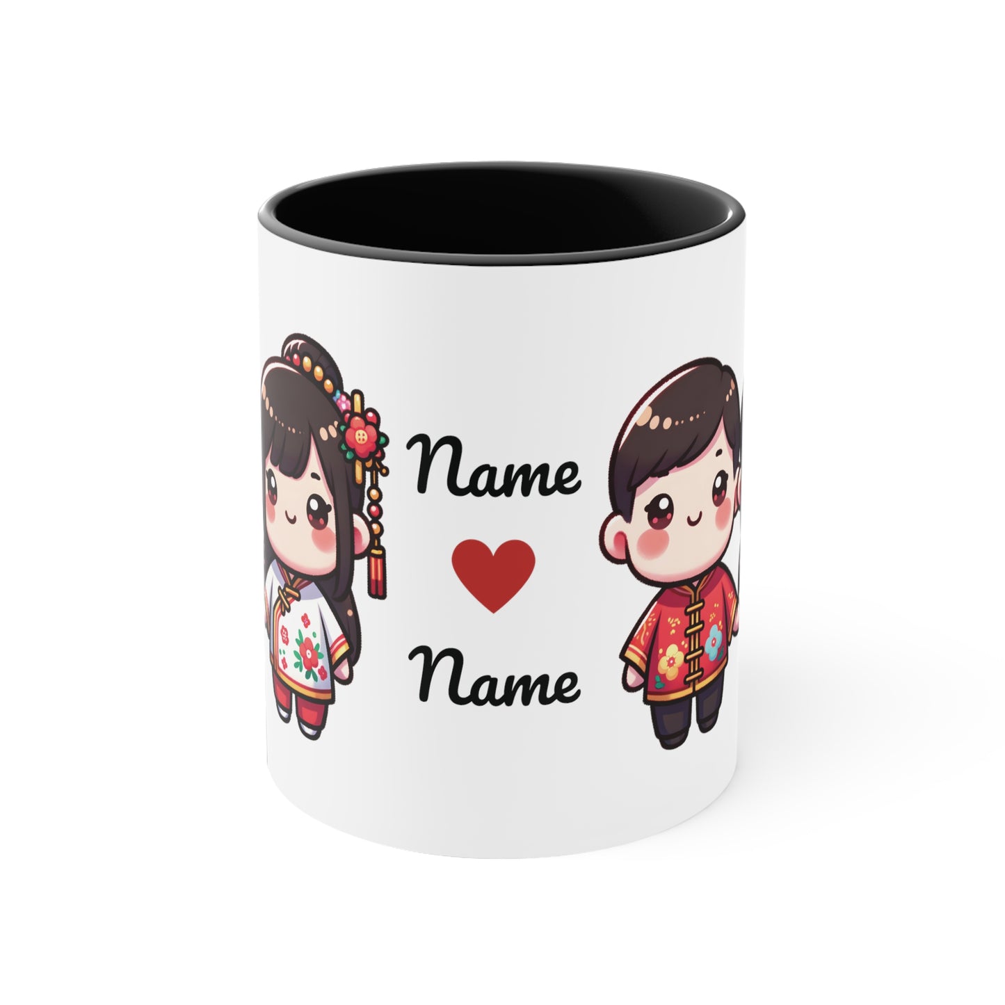 Chinese Couple in Chinese Clothes Collection 9 Personalized Cute - Custom Accent Coffee Mug, 11oz