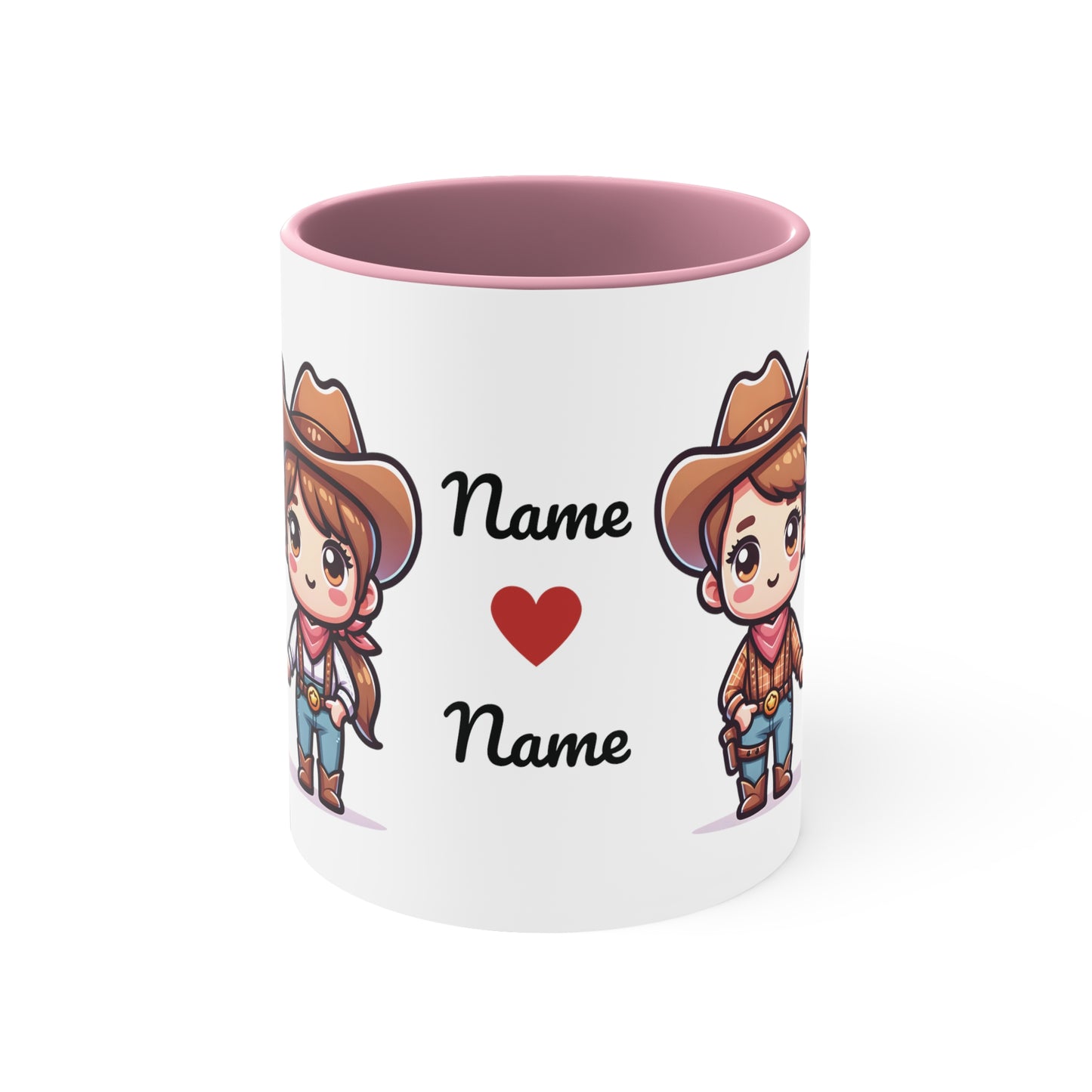 Cowboy Couple Collection 2 Personalized Cute - Custom Accent Coffee Mug, 11oz