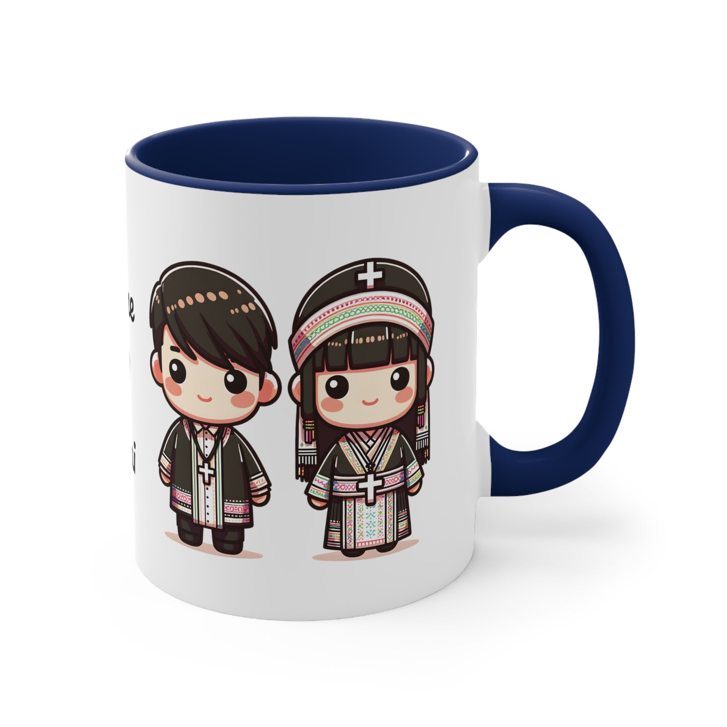 Hmong Christian Couple Colorful Collection 1 Personalized Cute - Custom Accent Coffee Mug, 11oz