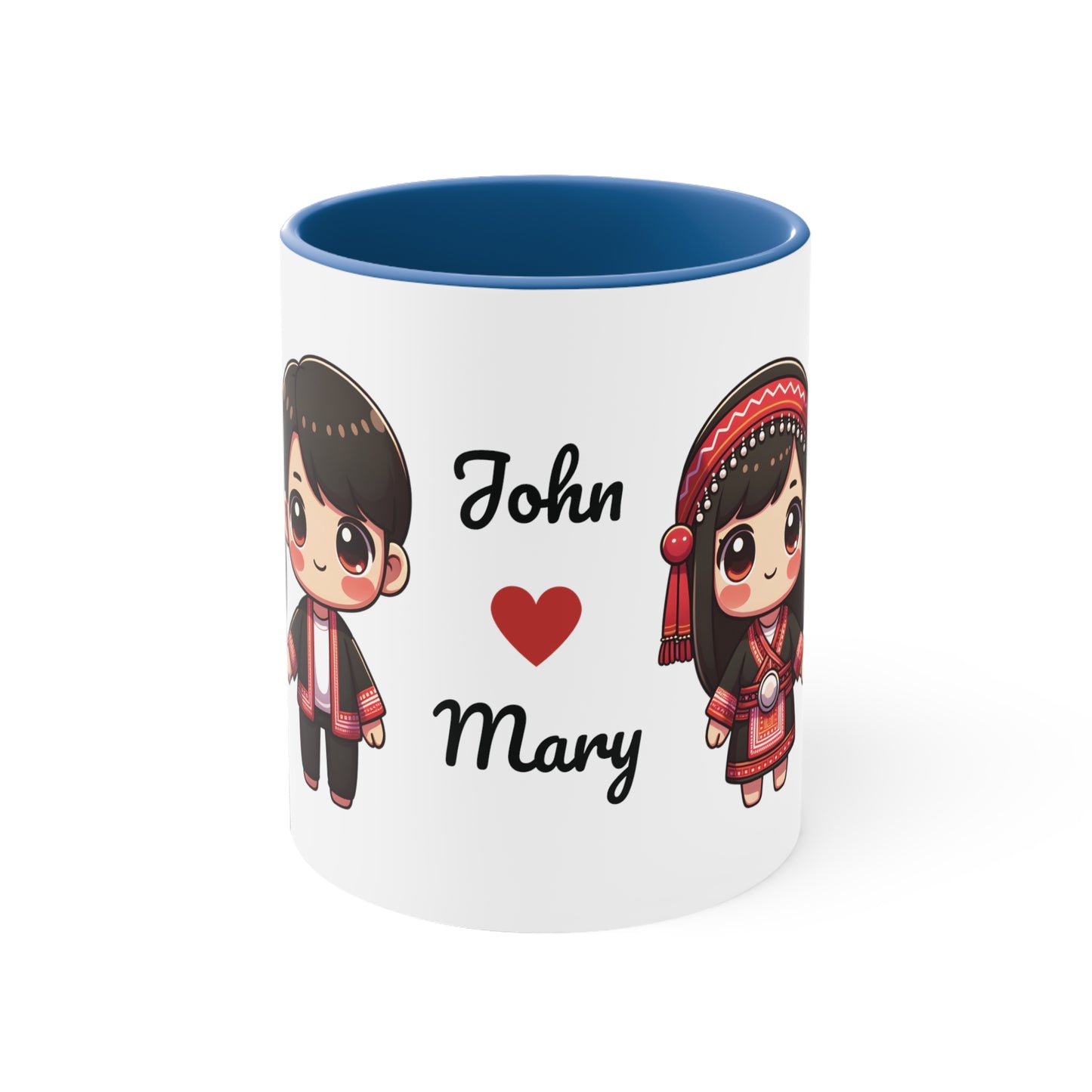 Hmong Couple Red Collection 1 Personalized Cute - Custom Accent Coffee Mug, 11oz