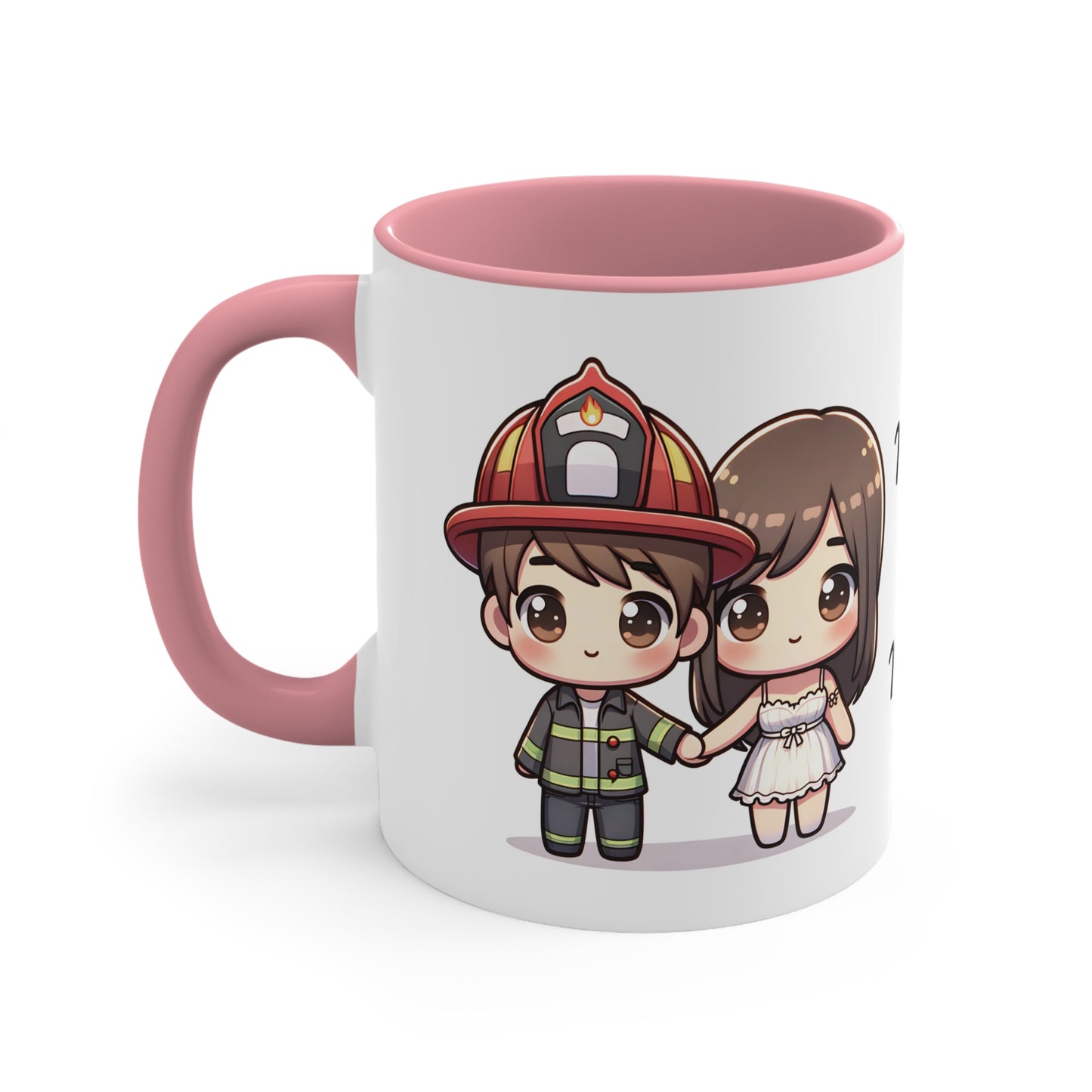 Firefighter Couple Collection 4 Personalized Cute - Custom Accent Coffee Mug, 11oz