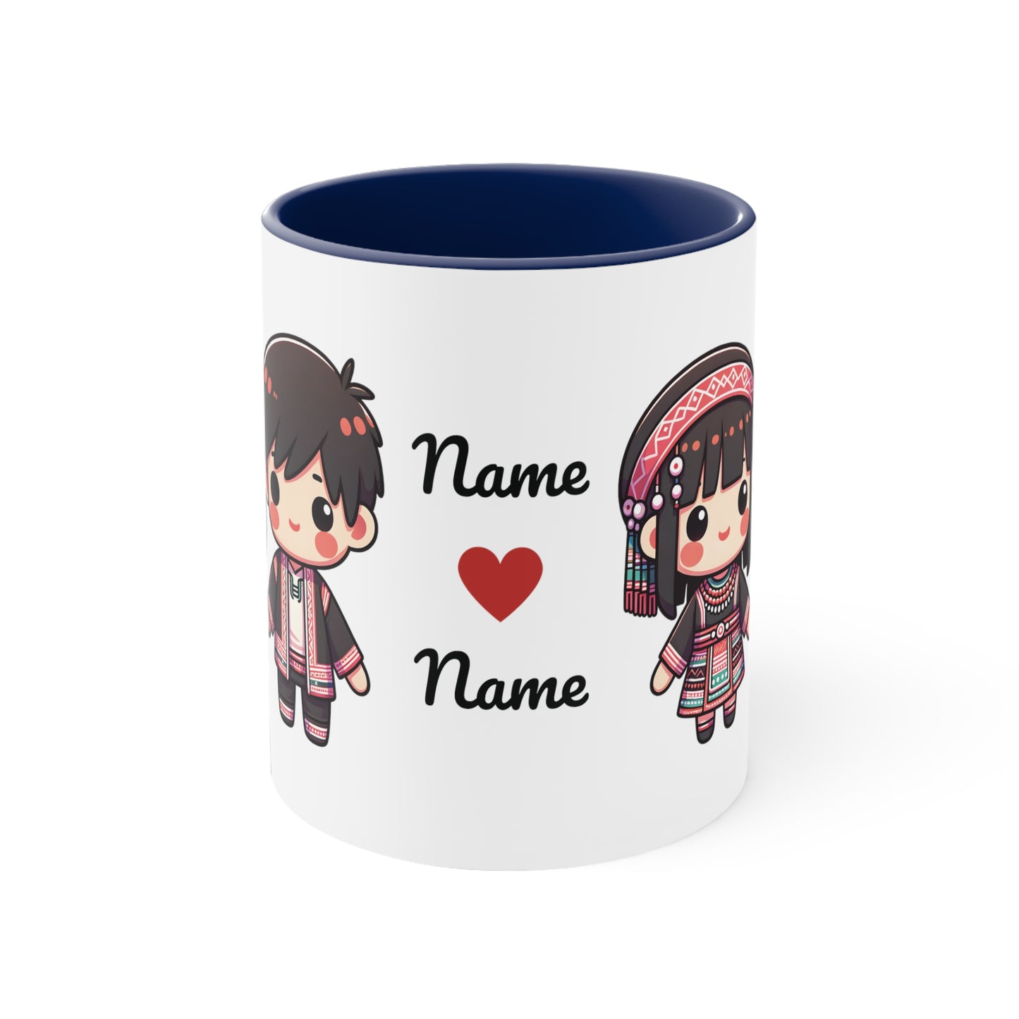 Hmong Couple Traditional Hmong Clothes Collection 4 Personalized Cute - Custom Accent Coffee Mug, 11oz