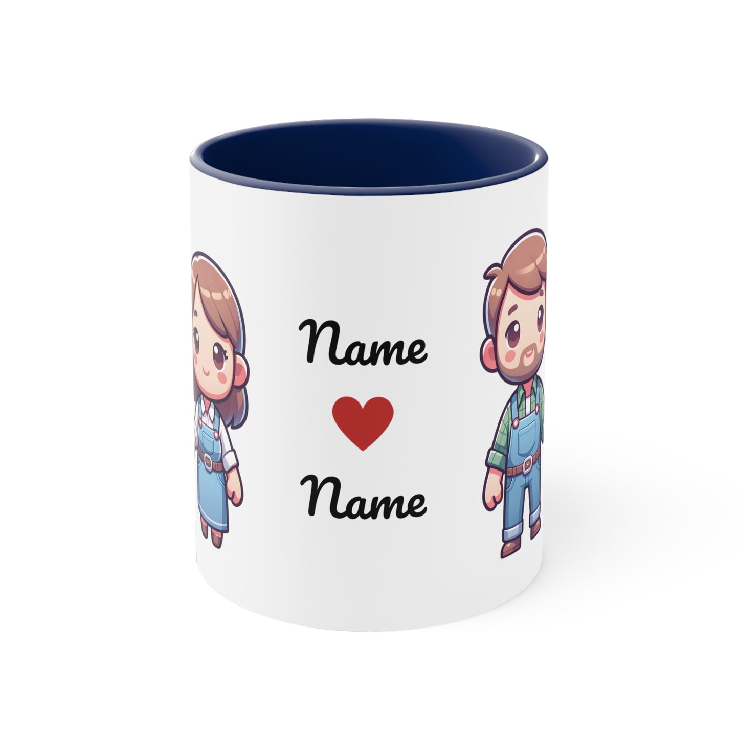 Farmer Couple Collection 1 Personalized Cute - Custom Accent Coffee Mug, 11oz