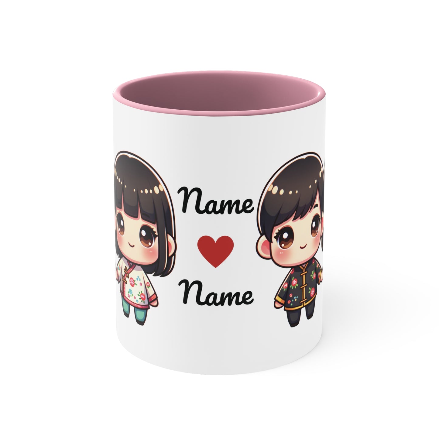 Chinese Couple in Chinese Clothes Collection 11 Personalized Cute - Custom Accent Coffee Mug, 11oz