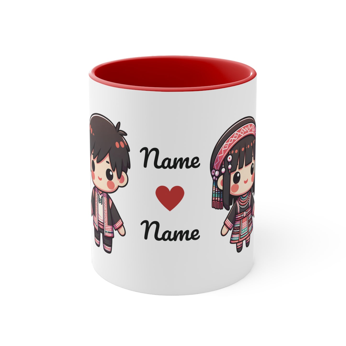 Hmong Couple Traditional Hmong Clothes Collection 4 Personalized Cute - Custom Accent Coffee Mug, 11oz