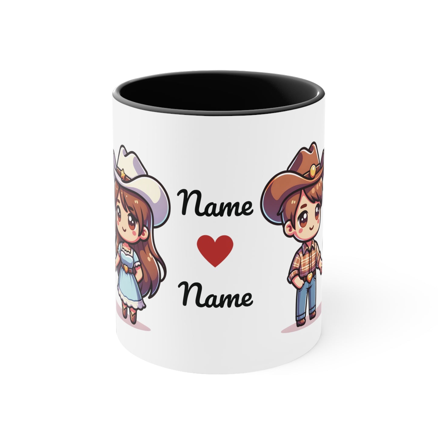 Cowboy Couple Collection 1 Personalized Cute - Custom Accent Coffee Mug, 11oz