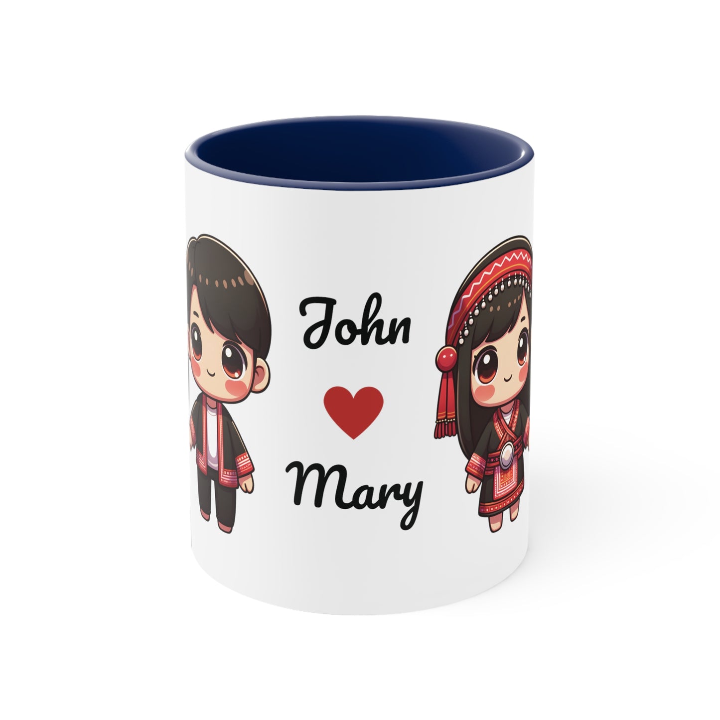 Hmong Couple Red Collection 1 Personalized Cute - Custom Accent Coffee Mug, 11oz