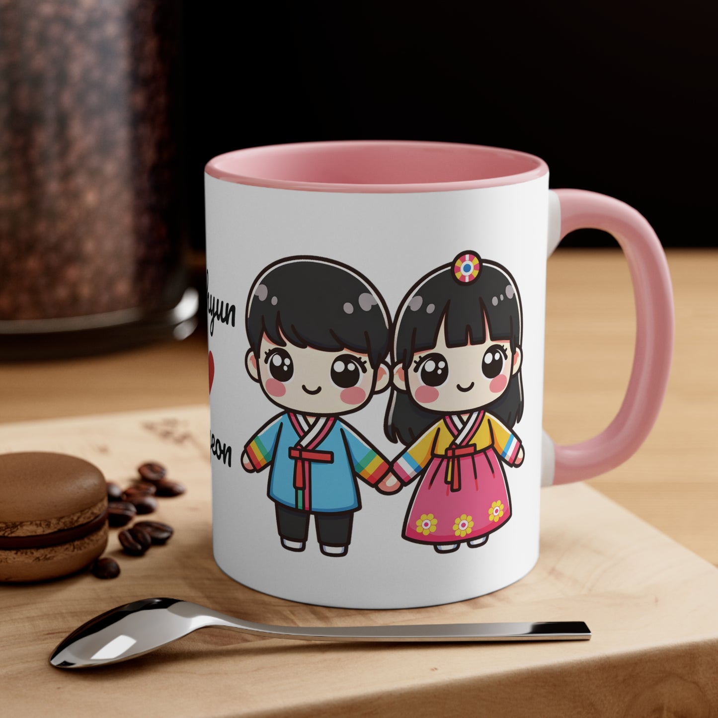 Korean Couple in Korean Clothes Collection 4 Personalized Cute - Custom Accent Coffee Mug, 11oz