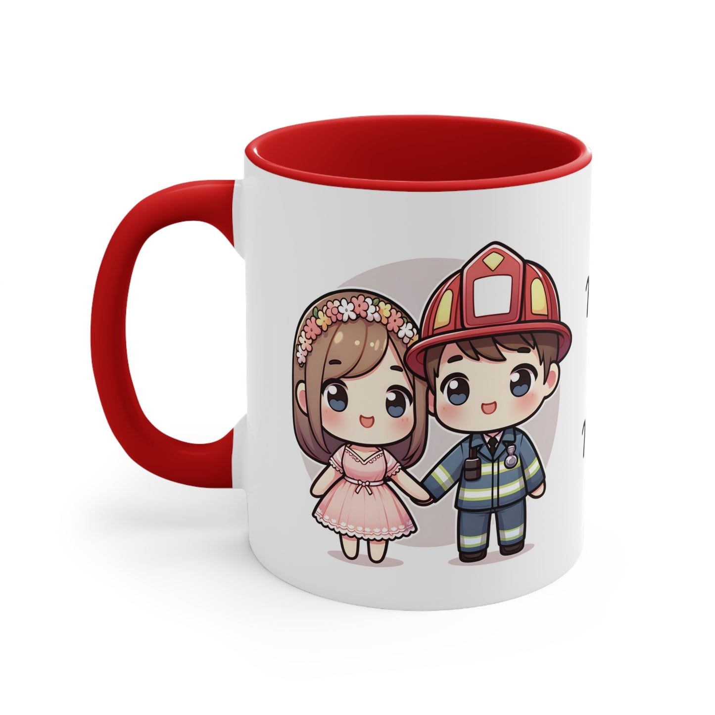 Firefighter Couple Collection 1 Personalized Cute - Custom Accent Coffee Mug, 11oz