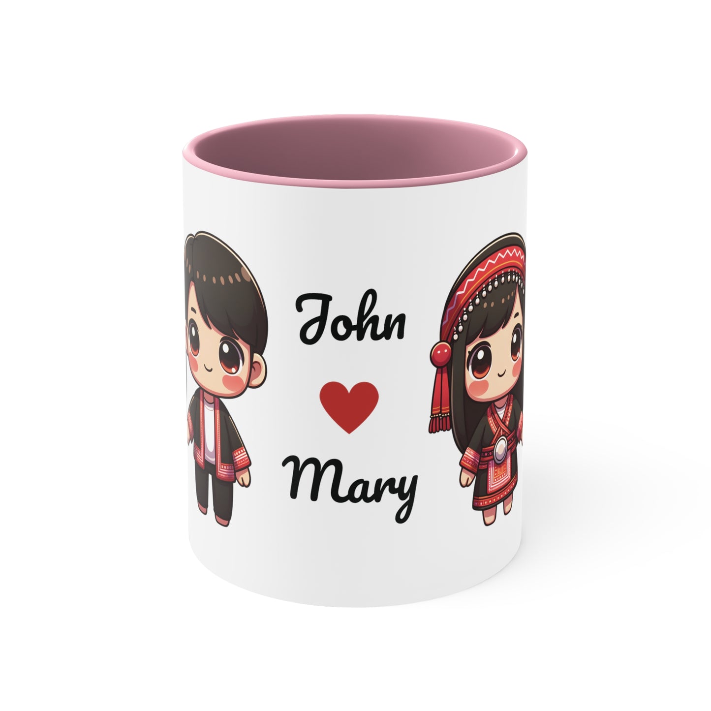 Hmong Couple Red Collection 1 Personalized Cute - Custom Accent Coffee Mug, 11oz