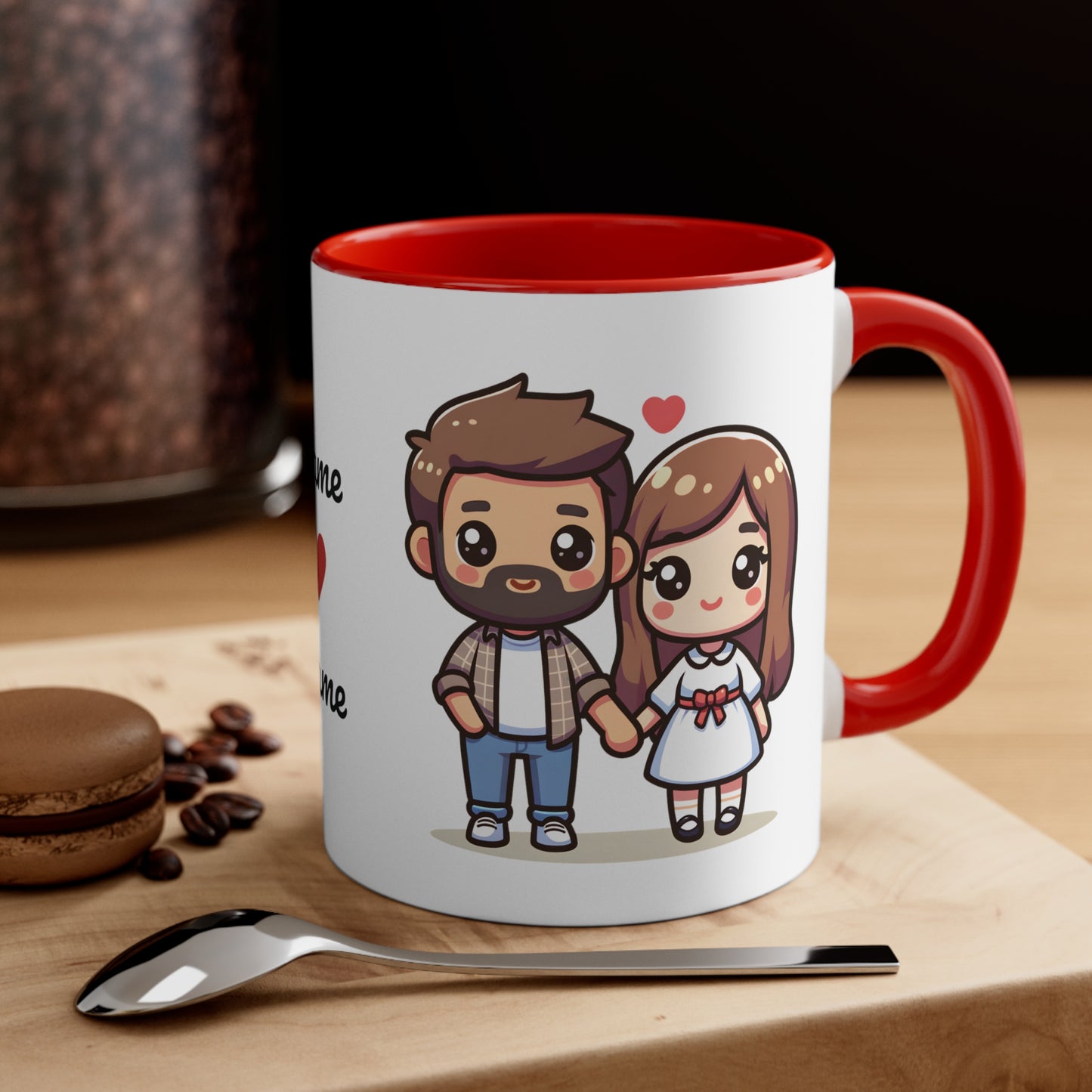 Beardman Couple Collection 1 Personalized Cute - Custom Accent Coffee Mug, 11oz