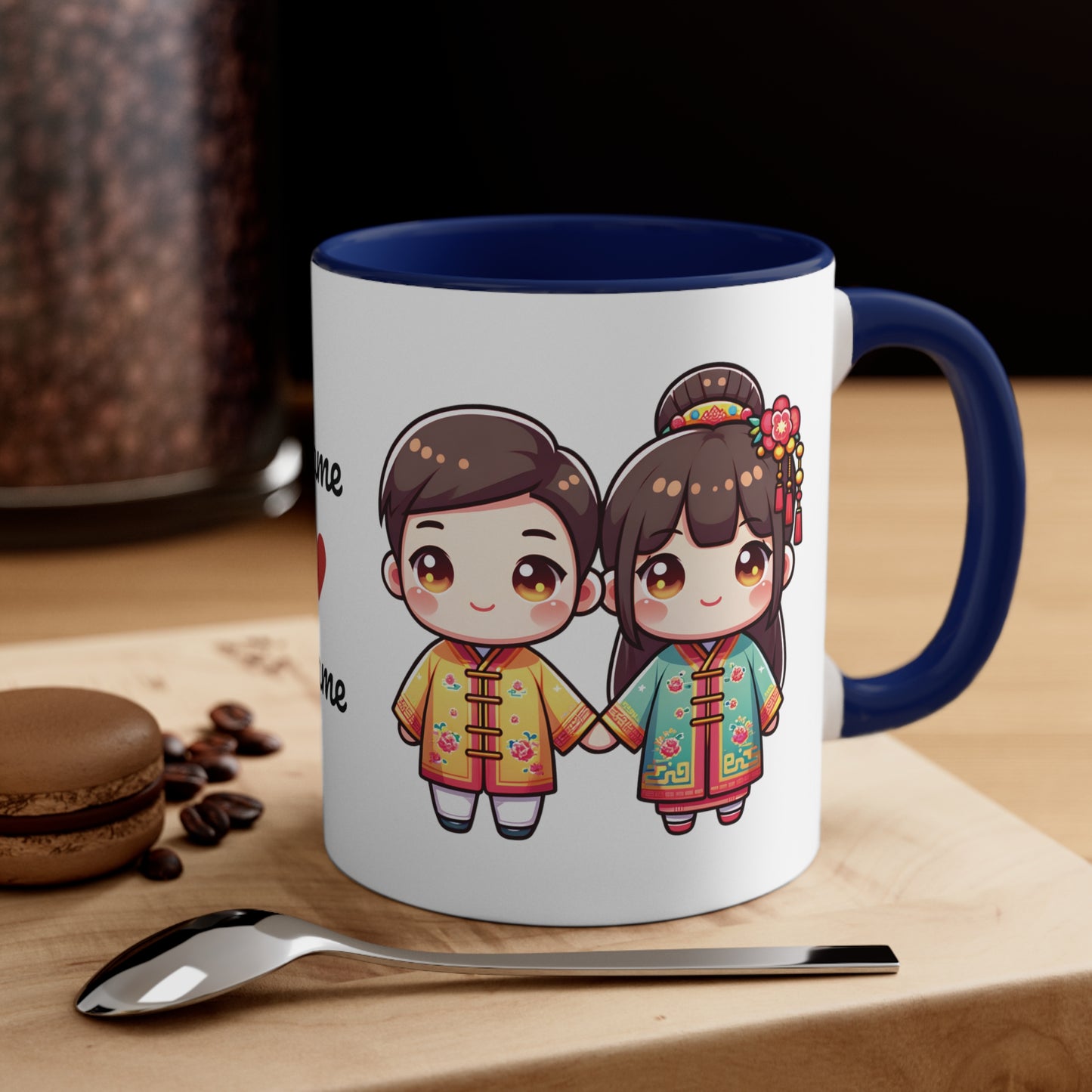 Chinese Couple in Chinese Clothes Collection 5 Personalized Cute - Custom Accent Coffee Mug, 11oz