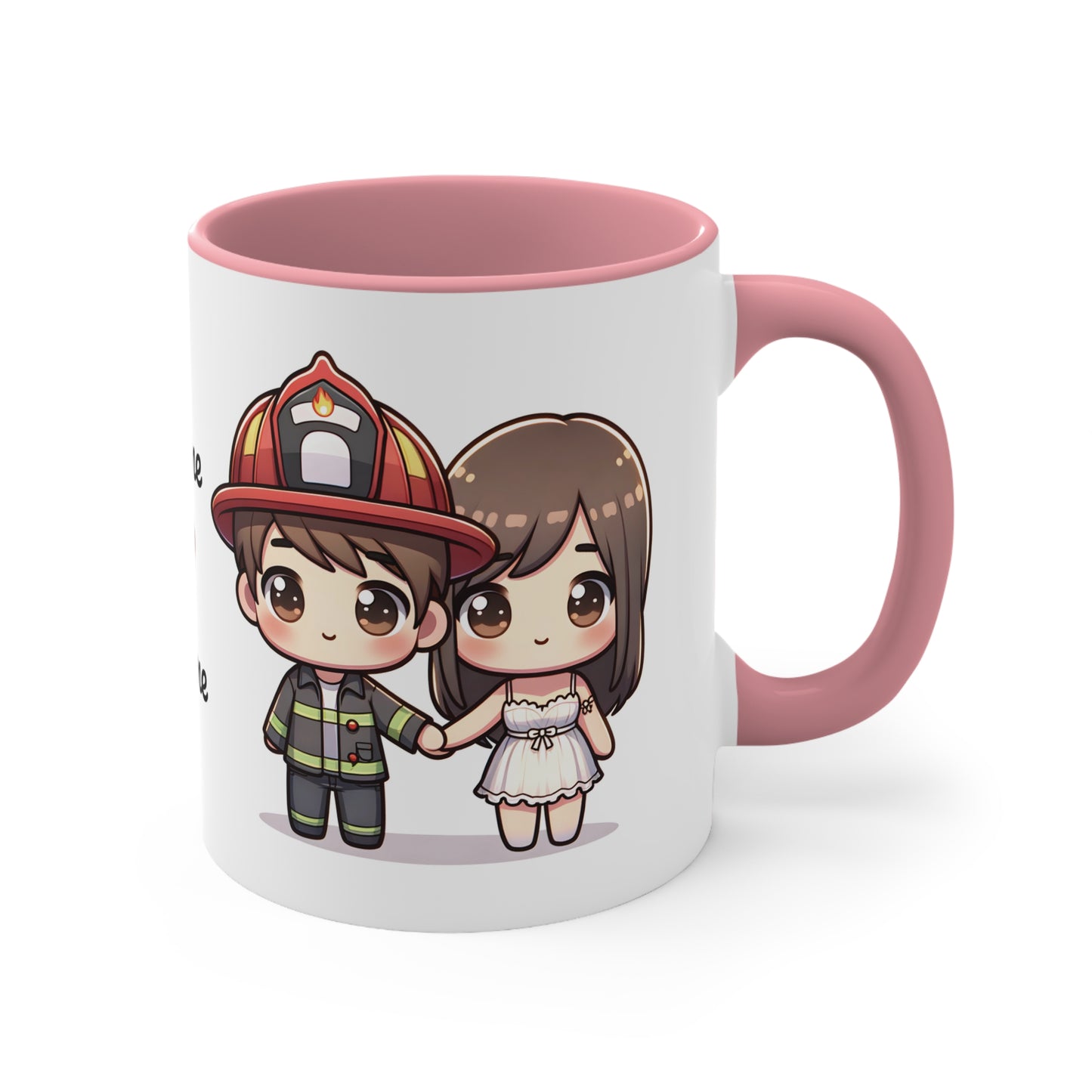 Firefighter Couple Collection 4 Personalized Cute - Custom Accent Coffee Mug, 11oz