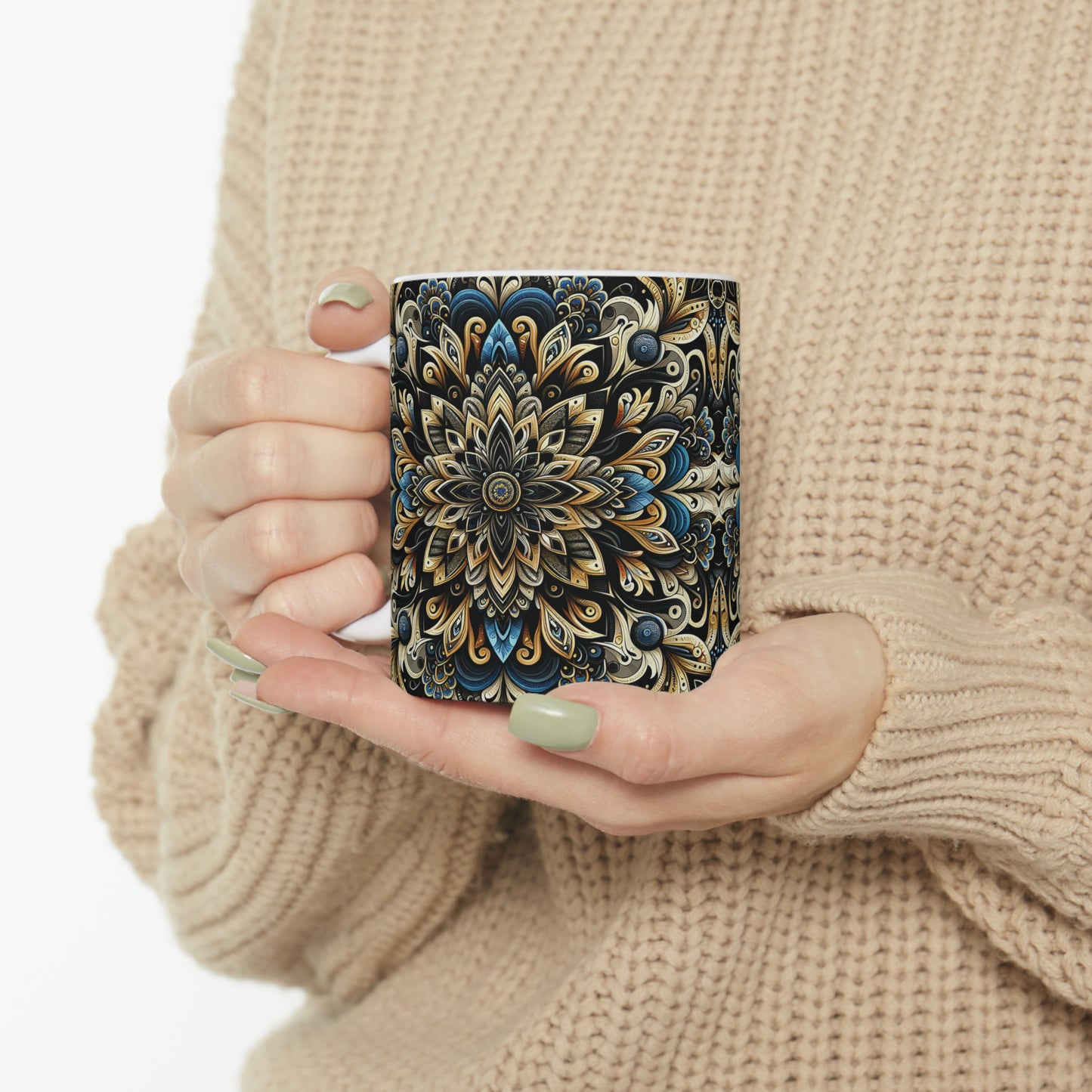 Hmong-Inspired Geometric Ceramic Coffee Mug 6