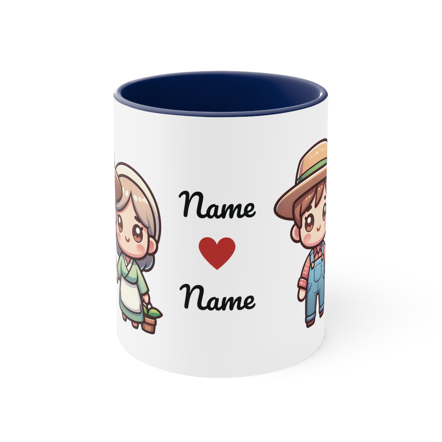 Farmer Couple Collection 7 Personalized Cute - Custom Accent Coffee Mug, 11oz