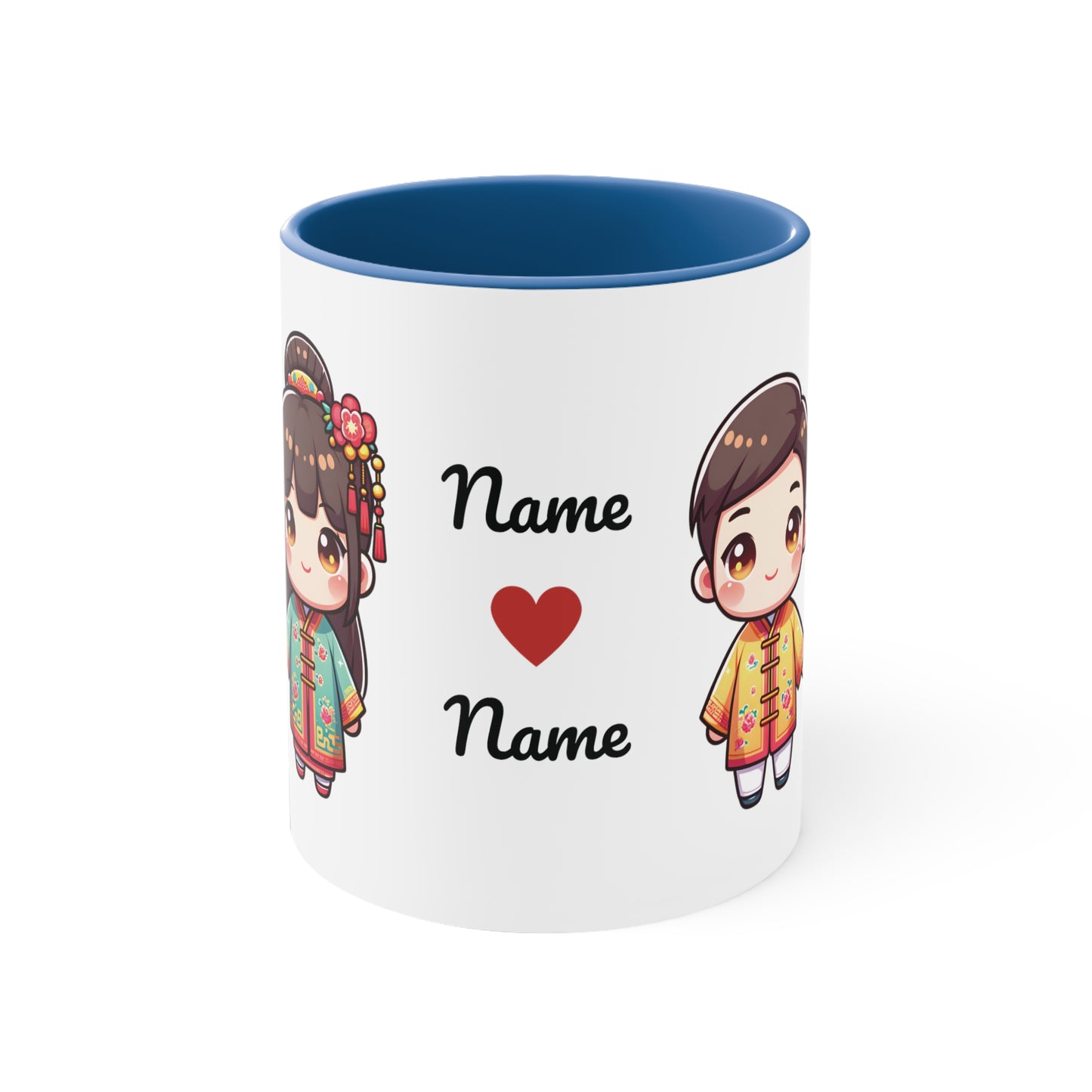 Chinese Couple in Chinese Clothes Collection 5 Personalized Cute - Custom Accent Coffee Mug, 11oz