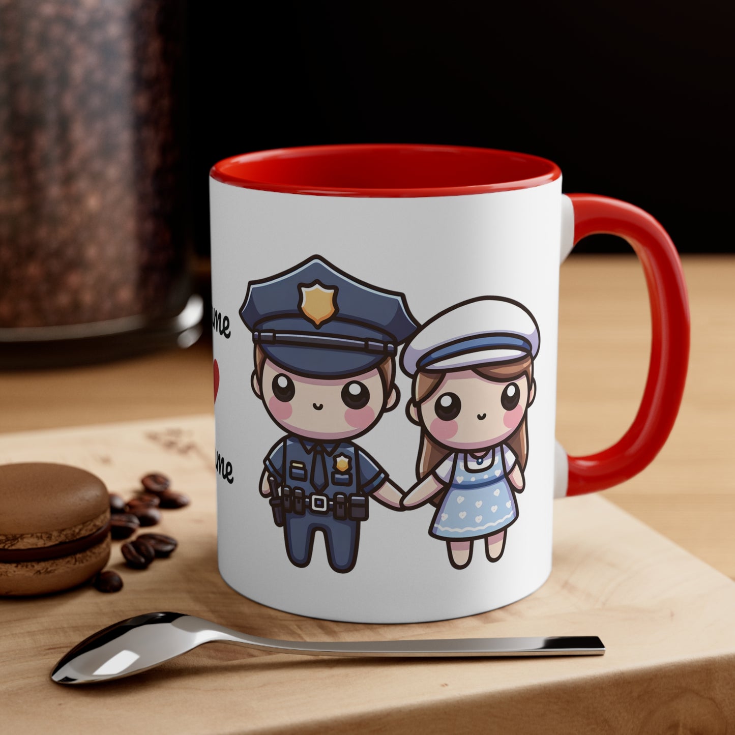 Policeman Couple Collection 3 Personalized Cute - Custom Accent Coffee Mug, 11oz