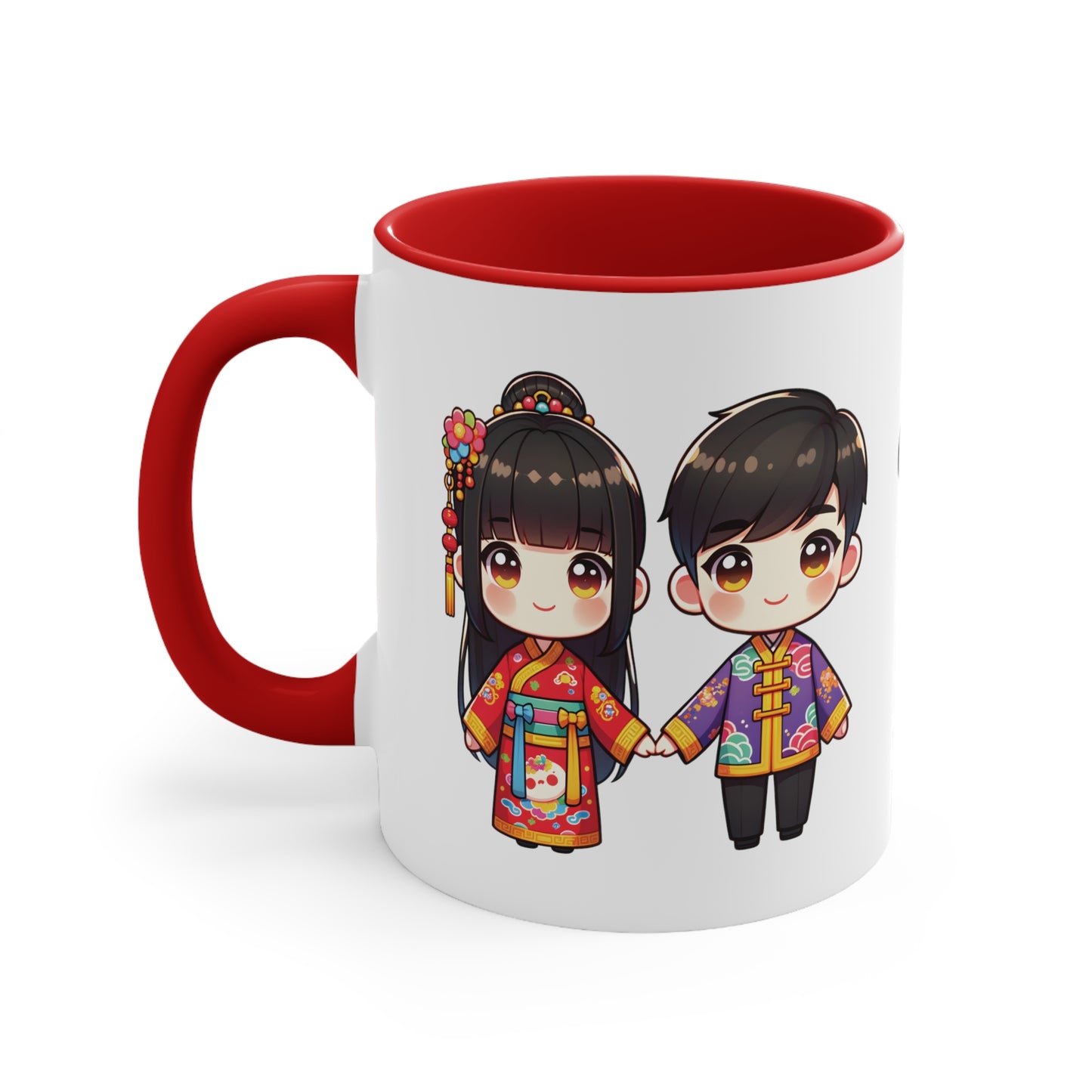 Chinese Couple in Chinese Clothes Collection 1 Personalized Cute - Custom Accent Coffee Mug, 11oz