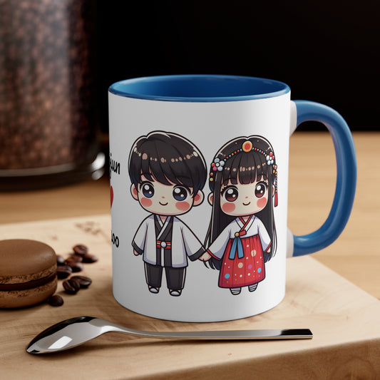 Korean Couple in Korean Clothes Collection 6 Personalized Cute - Custom Accent Coffee Mug, 11oz